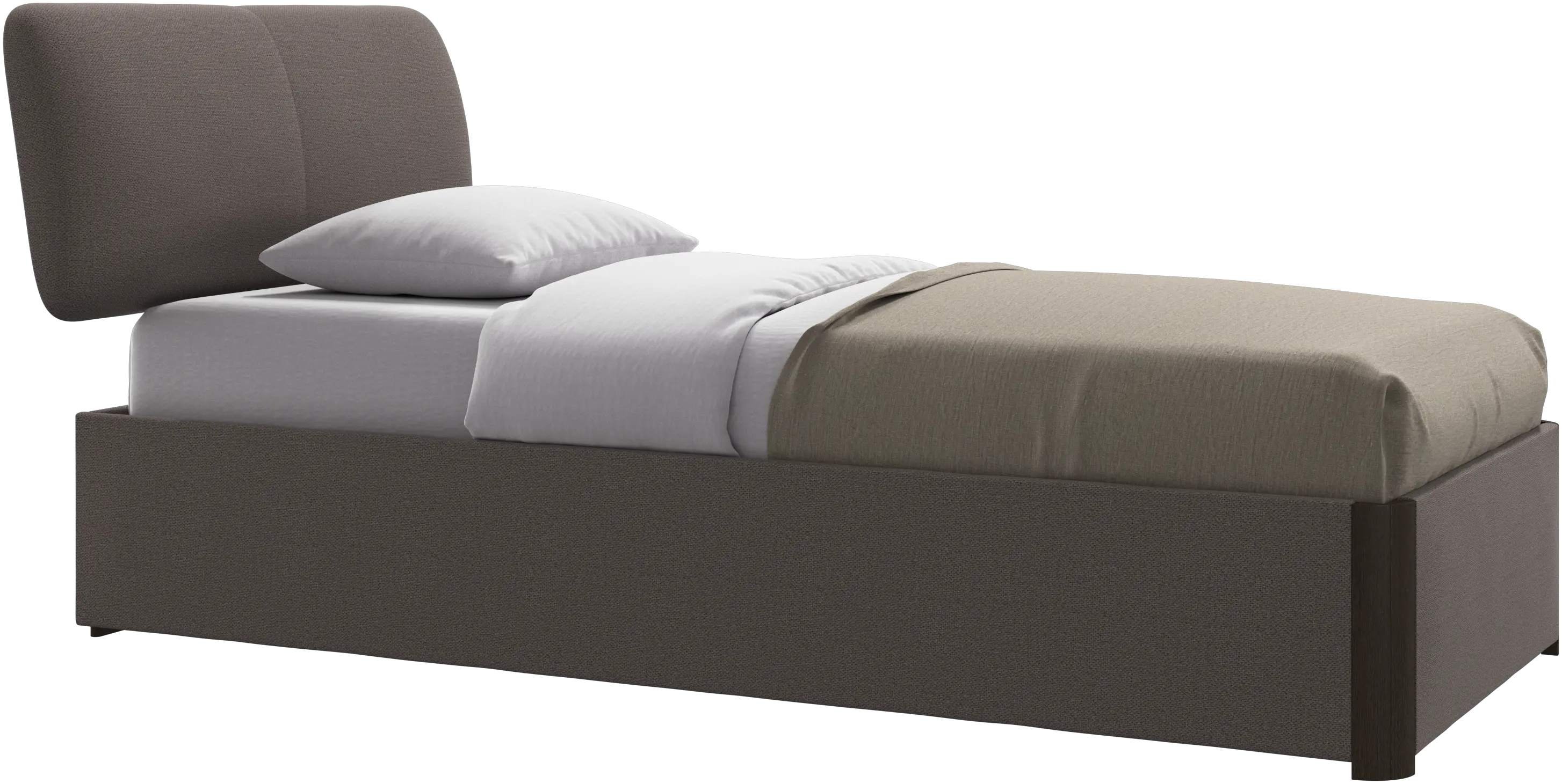 Element lit, tête de lit fixée au lit, avec lattes et solution de stockage, excl. matelas