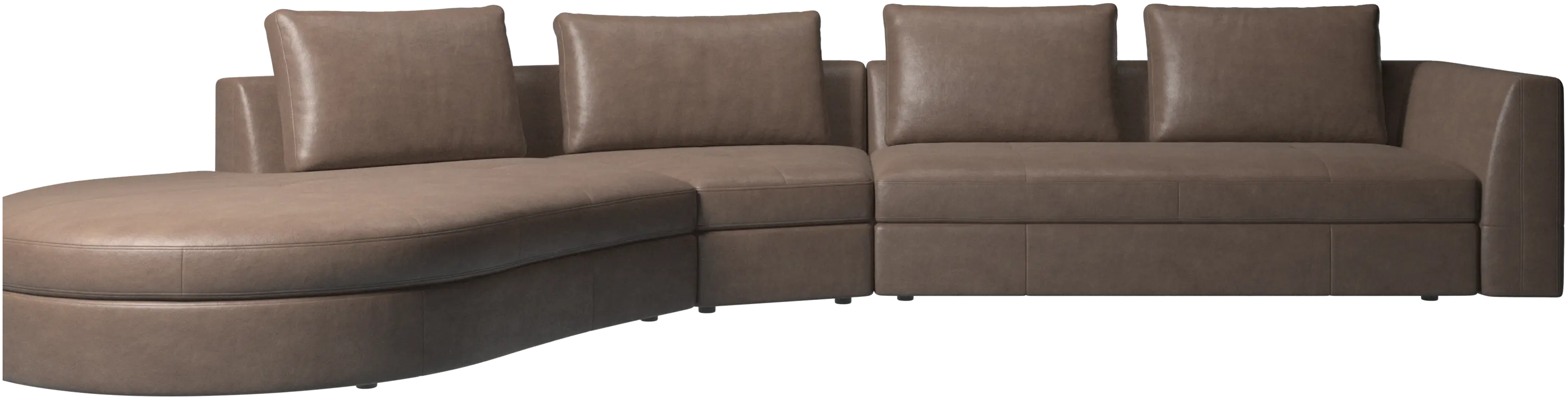 Bergamo sofa with round lounging unit, left