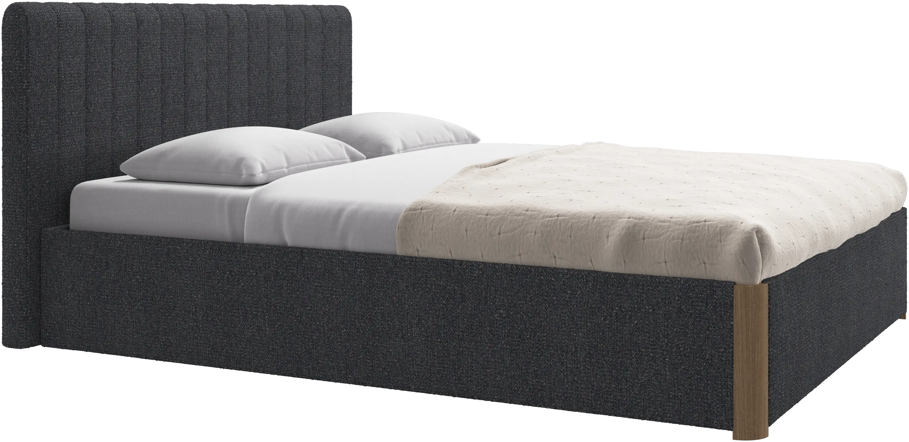 Element bed, bedgemonteerd hoofdbord, met latten en opbergoplossing, excl. matras