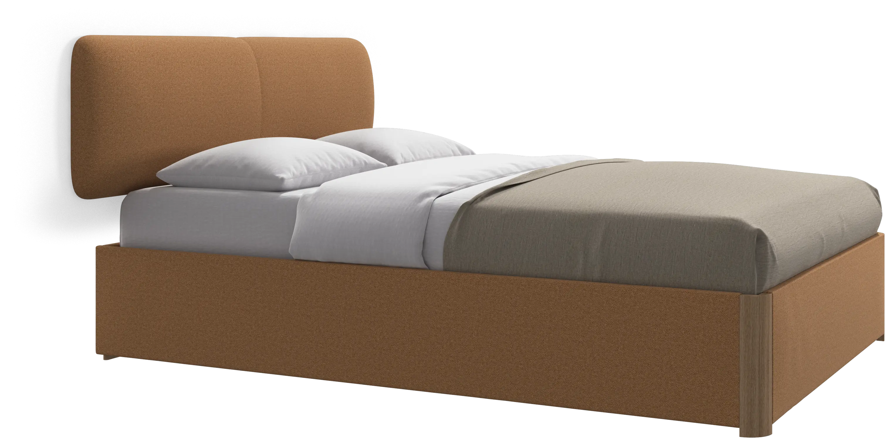 Element bed, wall-mounted headboard, with slats and storage solution, excl. mattress