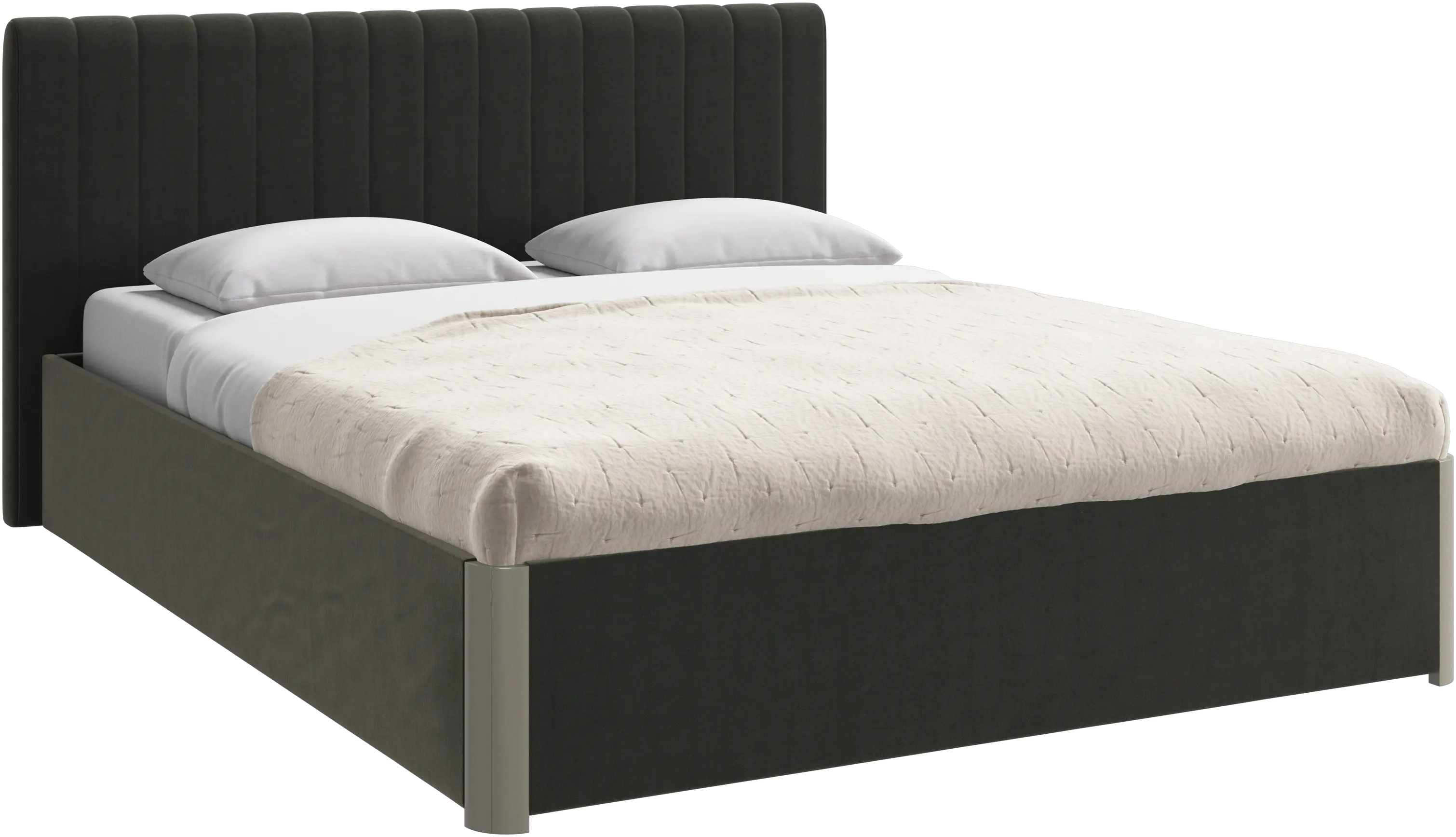 Element bed, bed-mounted headboard, with slats and storage solution, excl. mattress