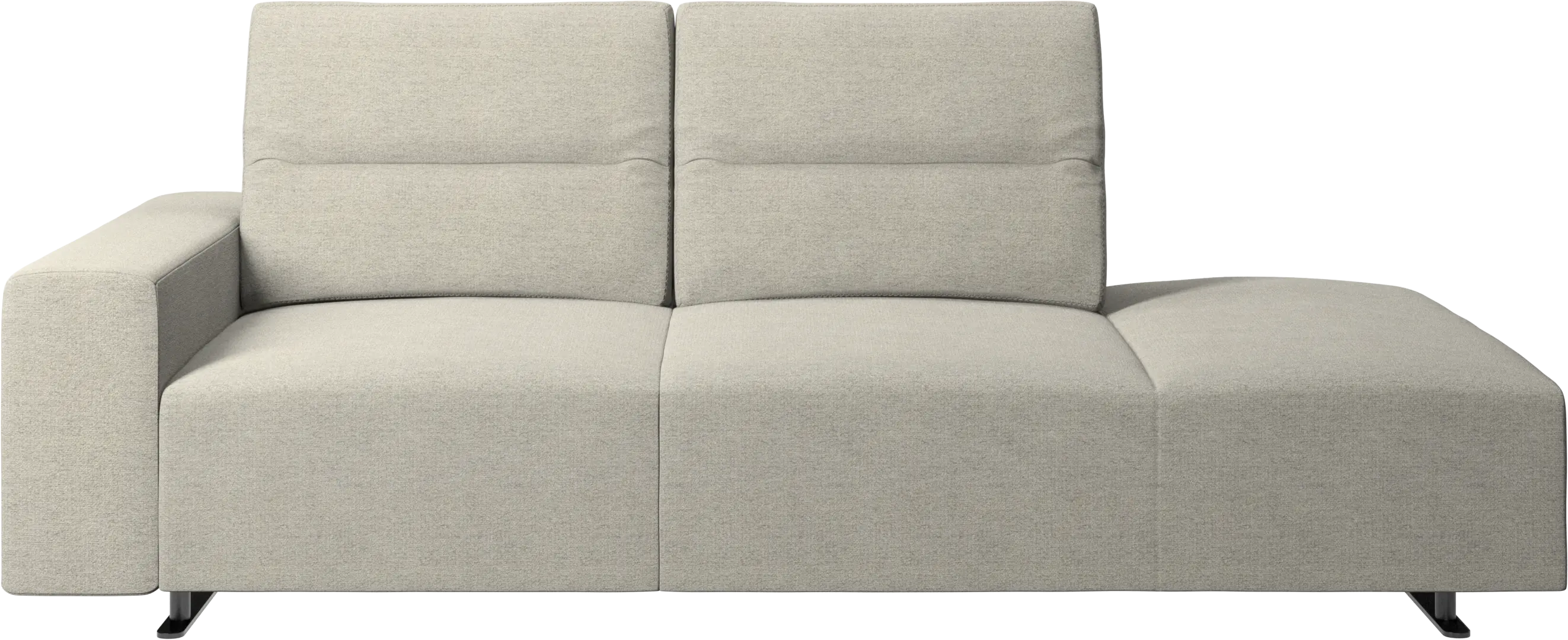 Hampton sofa with adjustable back and lounging unit right side, armrest left