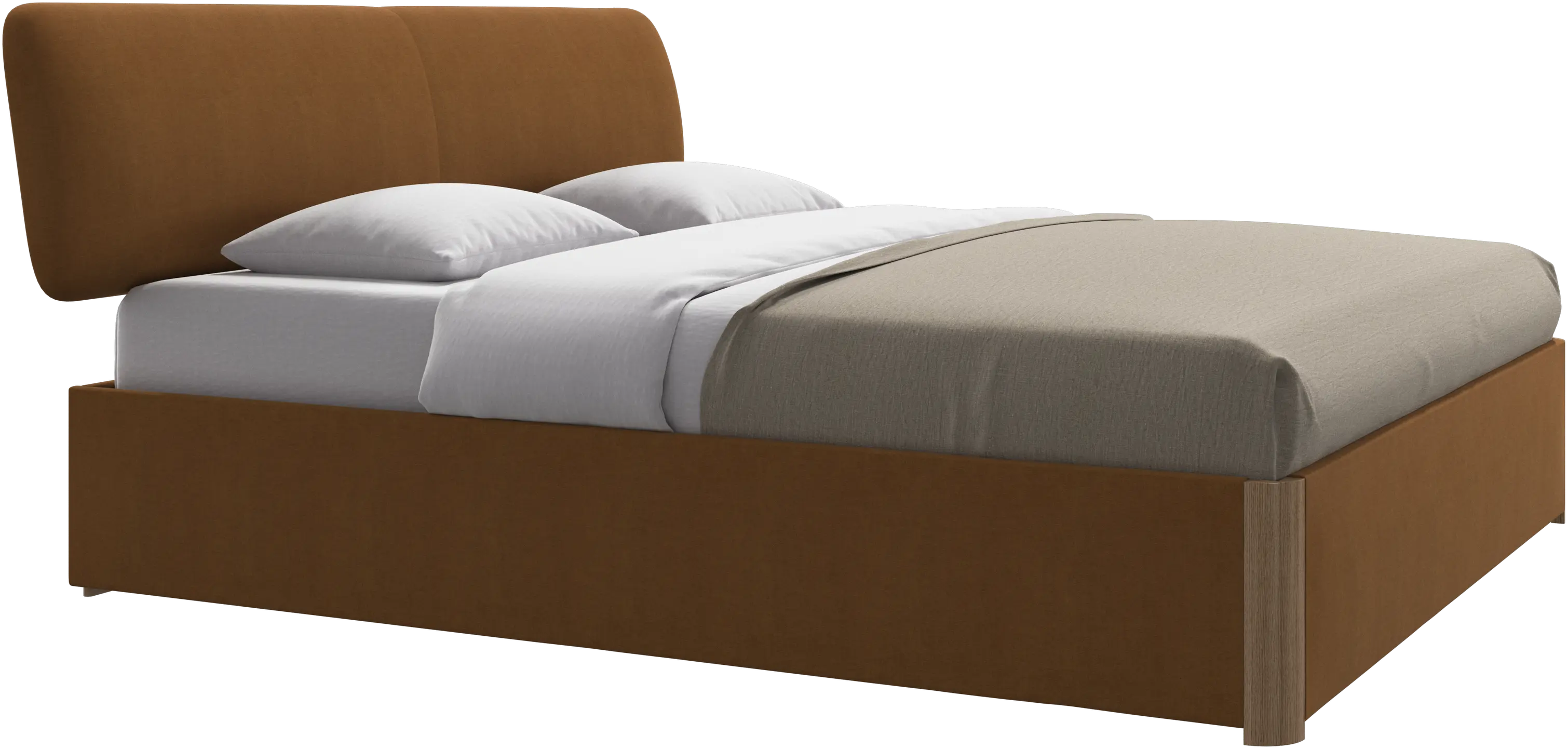 Element bed, bed-mounted headboard, with slats and storage solution, excl. mattress
