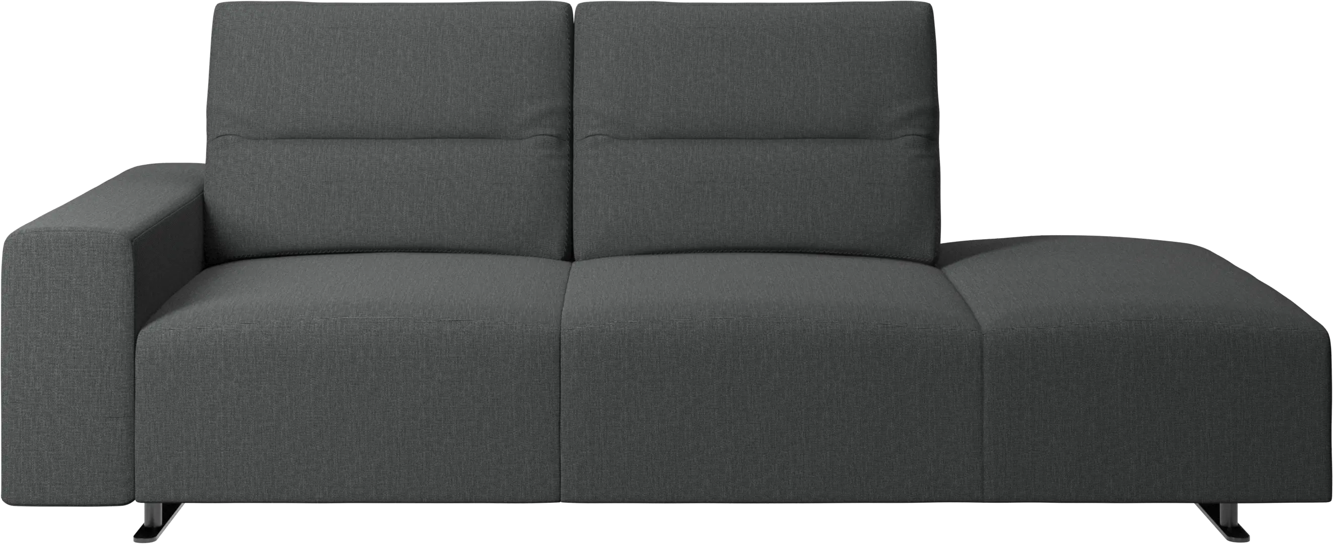 Hampton sofa with adjustable back and lounging unit right side, armrest left