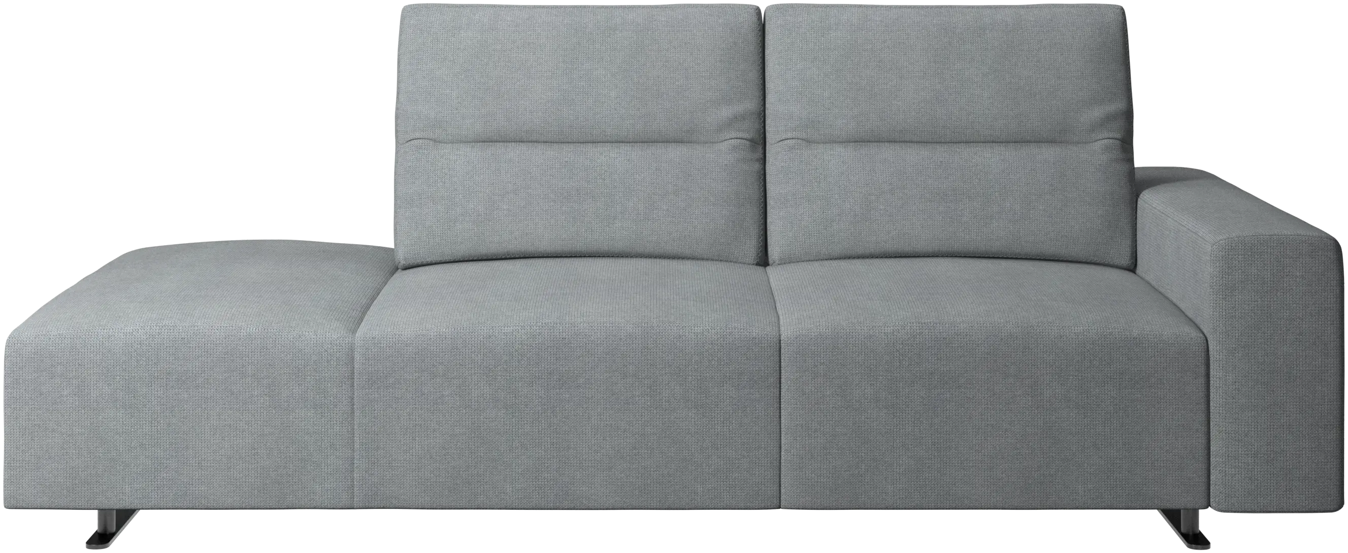 Hampton sofa with adjustable back and lounging unit left side, armrest right