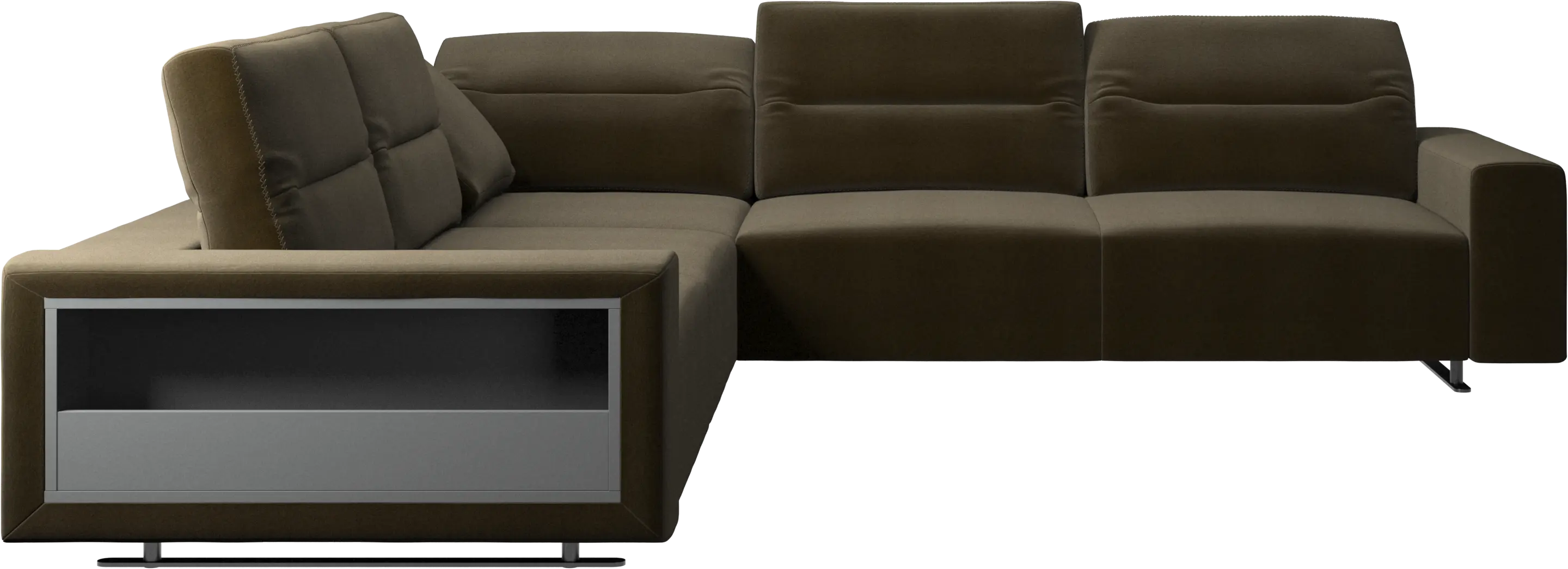 Hampton corner sofa with adjustable back and storage on left side