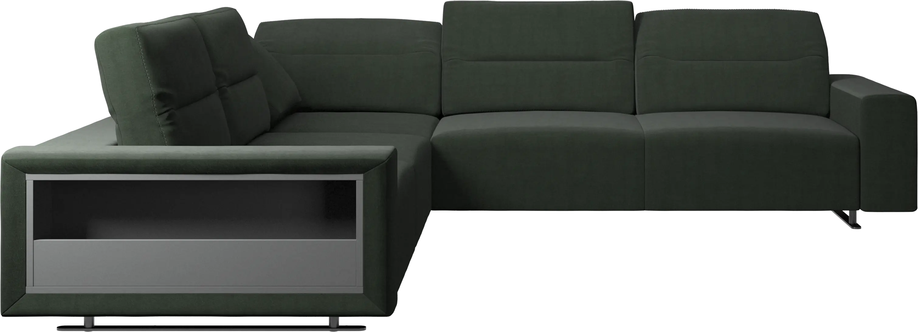 Hampton corner sofa with adjustable back and storage on left side