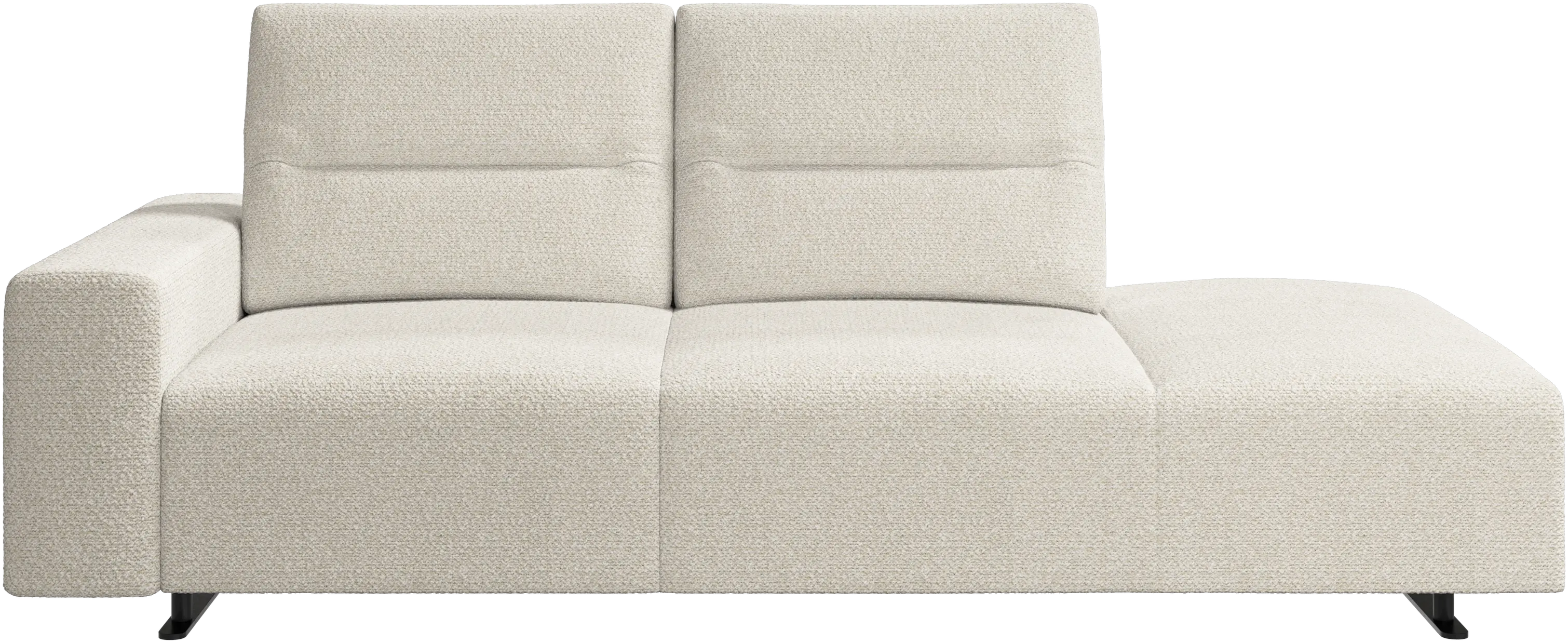 Hampton sofa with adjustable back and lounging unit right side, armrest left