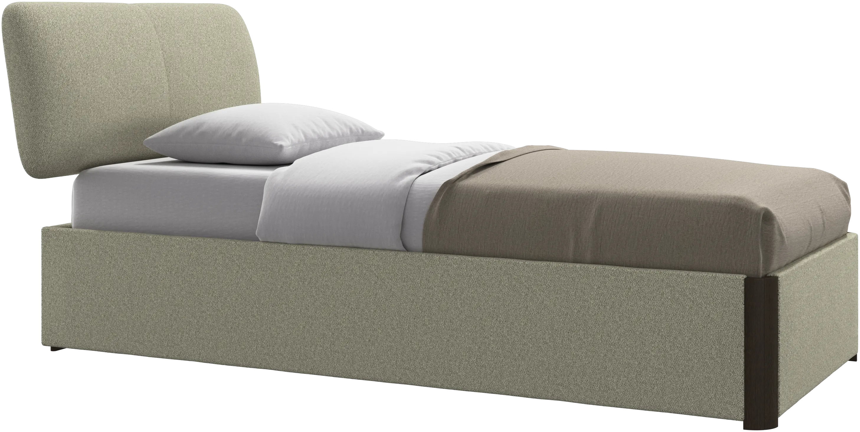 Element lit, tête de lit fixée au lit, avec lattes et solution de stockage, excl. matelas