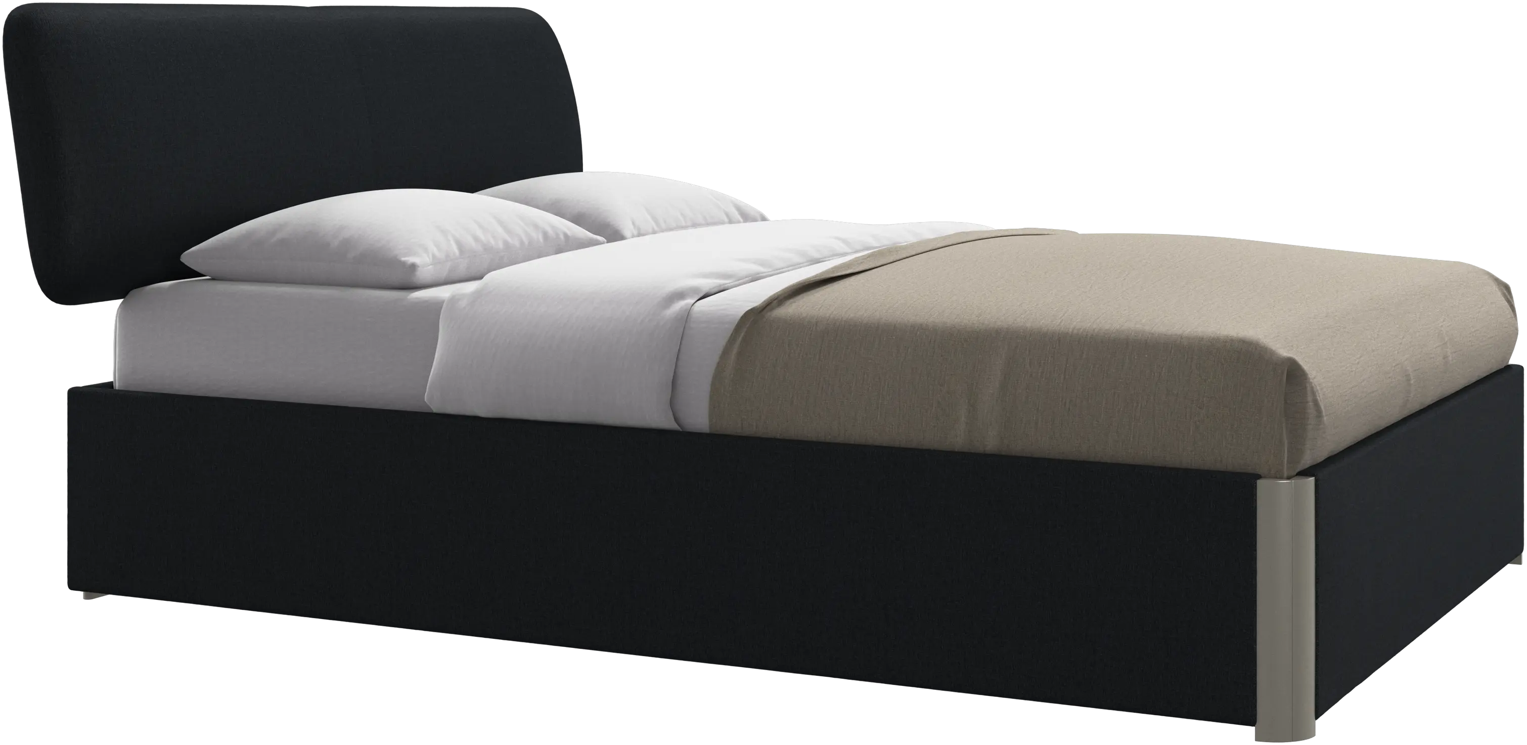 Element cama, cabecero montado en la cama, con láminas y solución de almacenamiento, excl. colchón