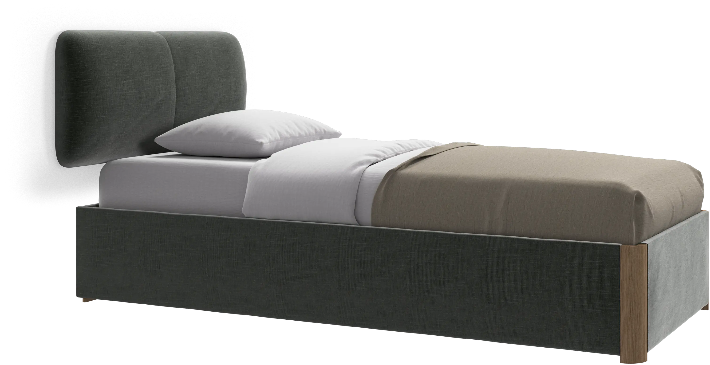 Element bed, wall-mounted headboard, with slats and storage solution, excl. mattress