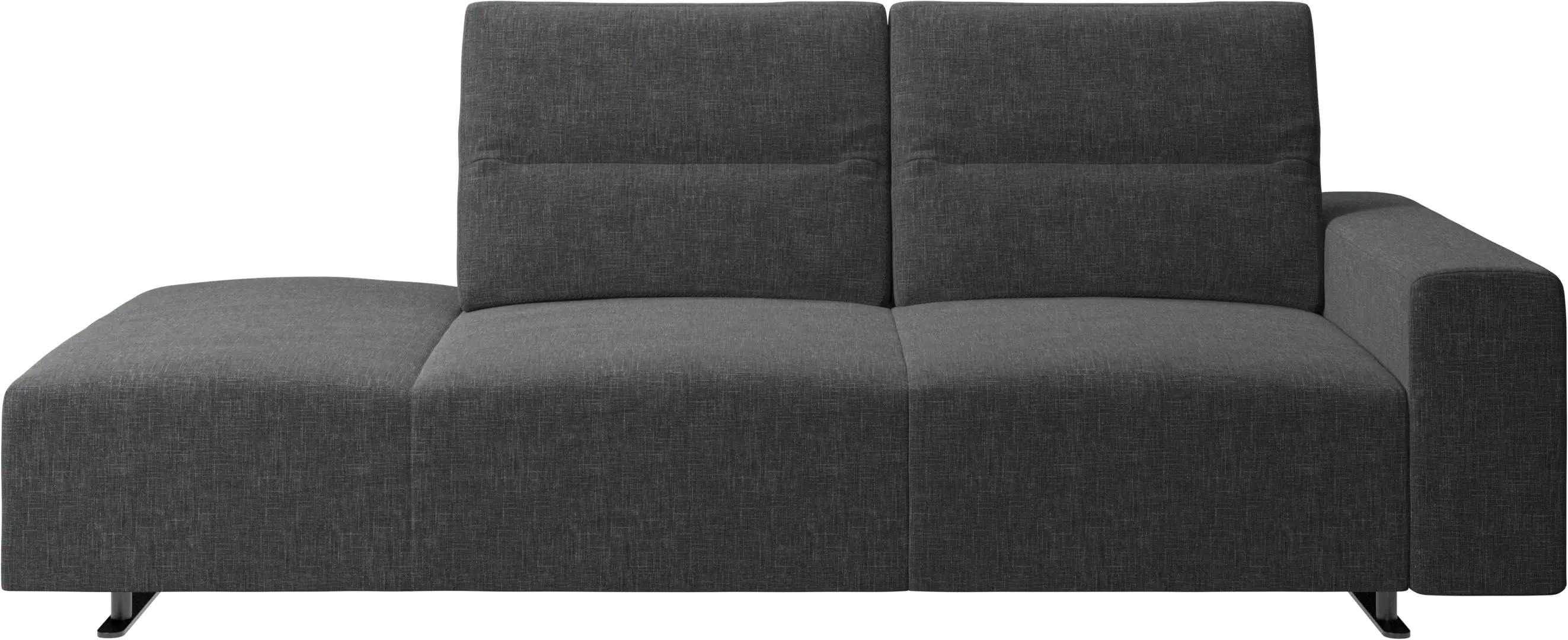 Hampton sofa with adjustable back and lounging unit left side, armrest right