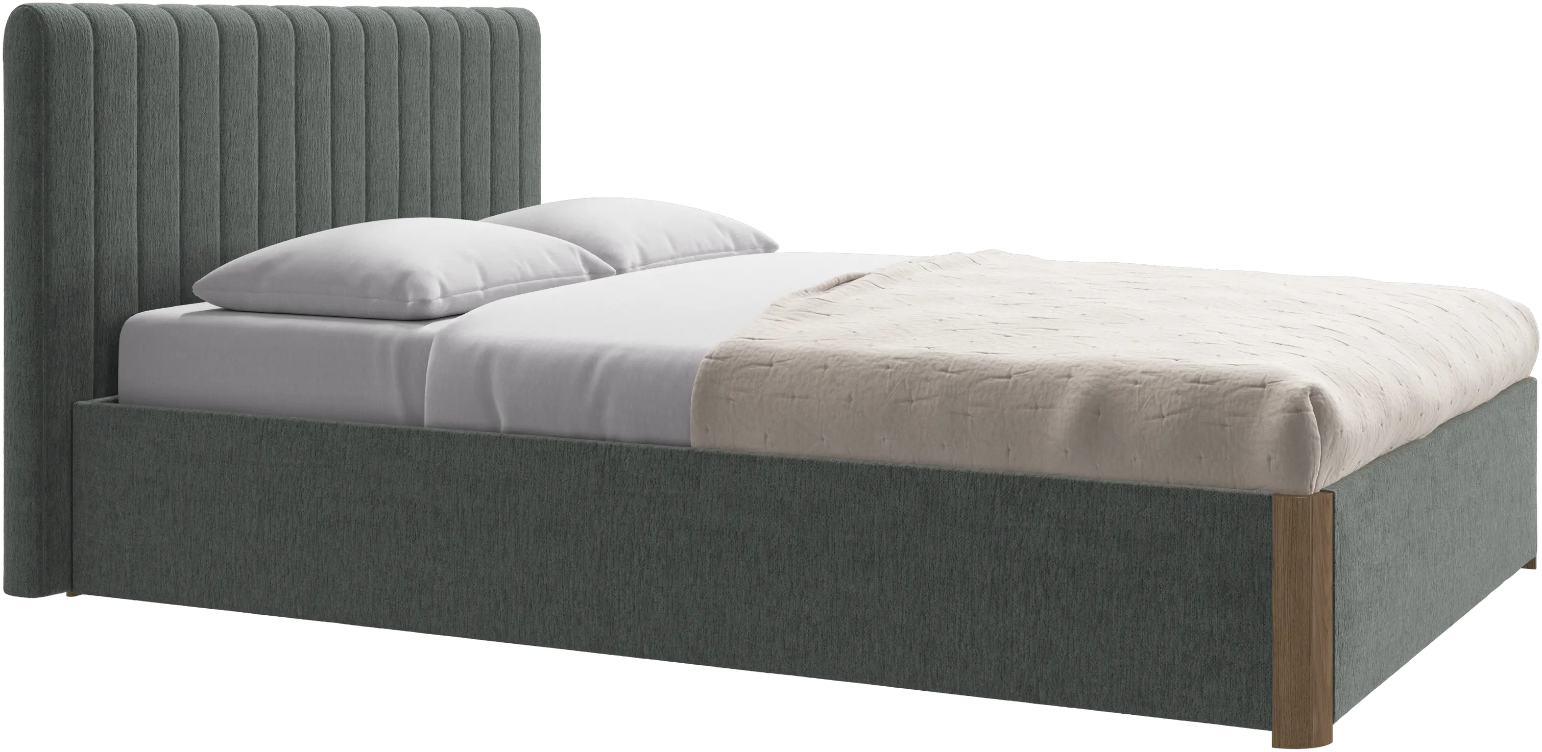 Element bed, bed-mounted headboard, with slats and storage solution, excl. mattress