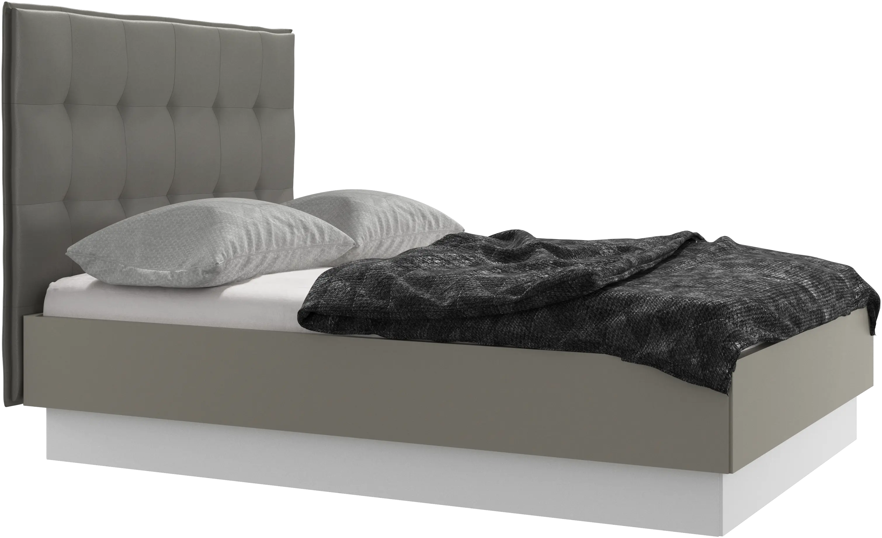 Lit Lugano avec rangement intégré, sommier inclus, hors matelas