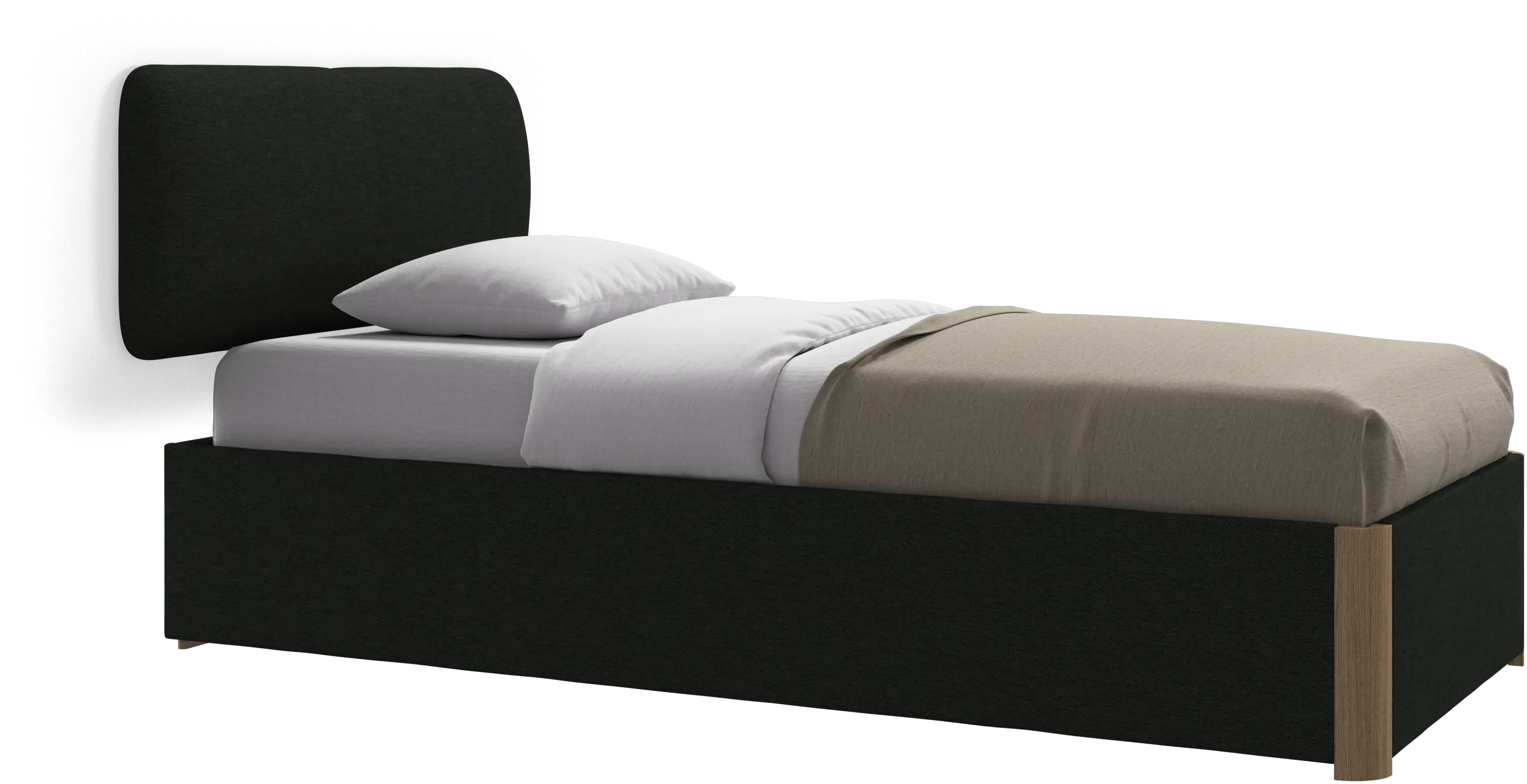 Element cama, cabecero montado en la pared, con láminas y solución de almacenamiento, excl. colchón