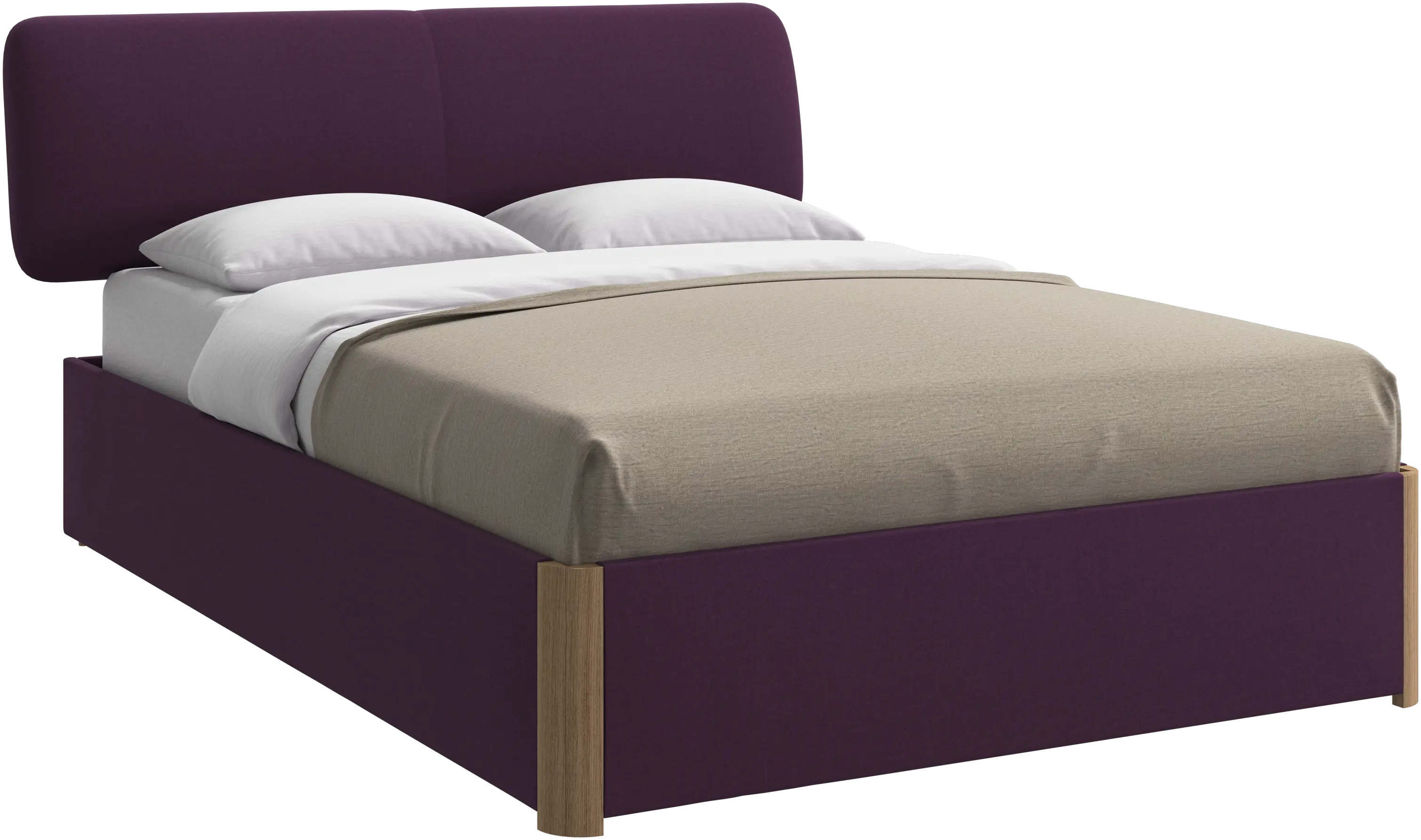 Element bed, bed-mounted headboard, with slats and storage solution, excl. mattress