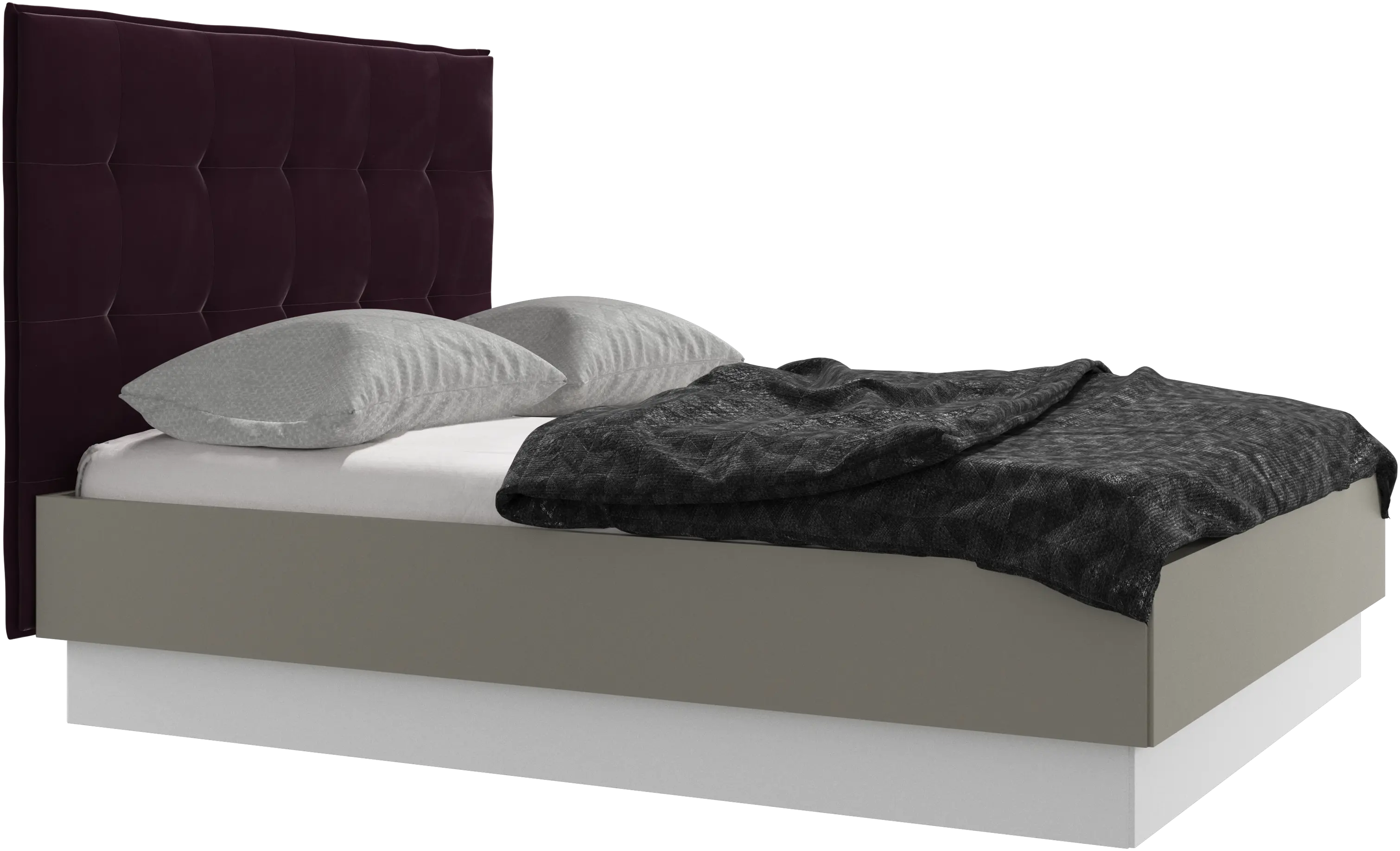 Lugano bed met opbergruimte en omhoogklappend frame en lattenbodem, excl. matras