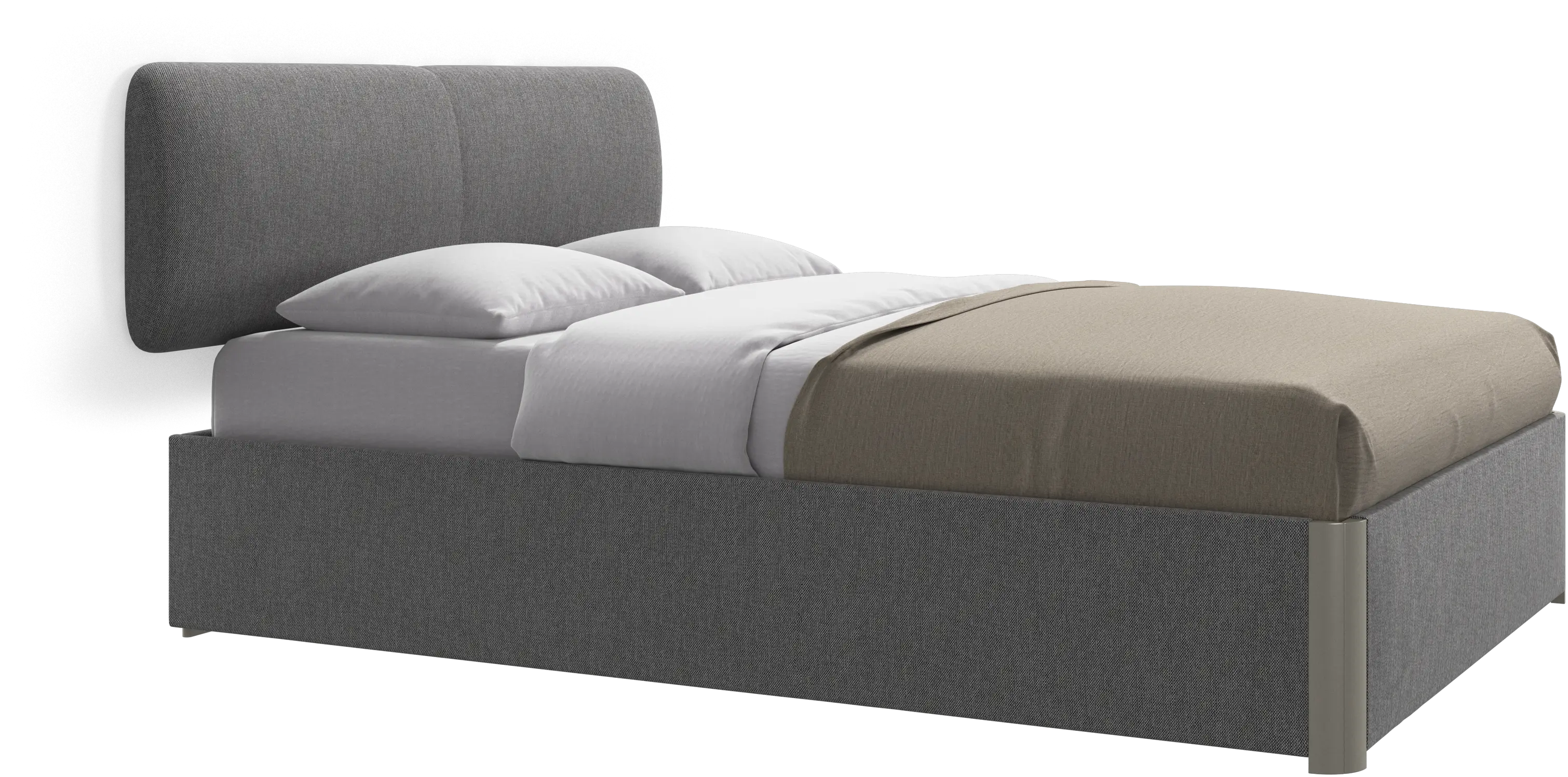 Element bed, wall-mounted headboard, with slats and storage solution, excl. mattress