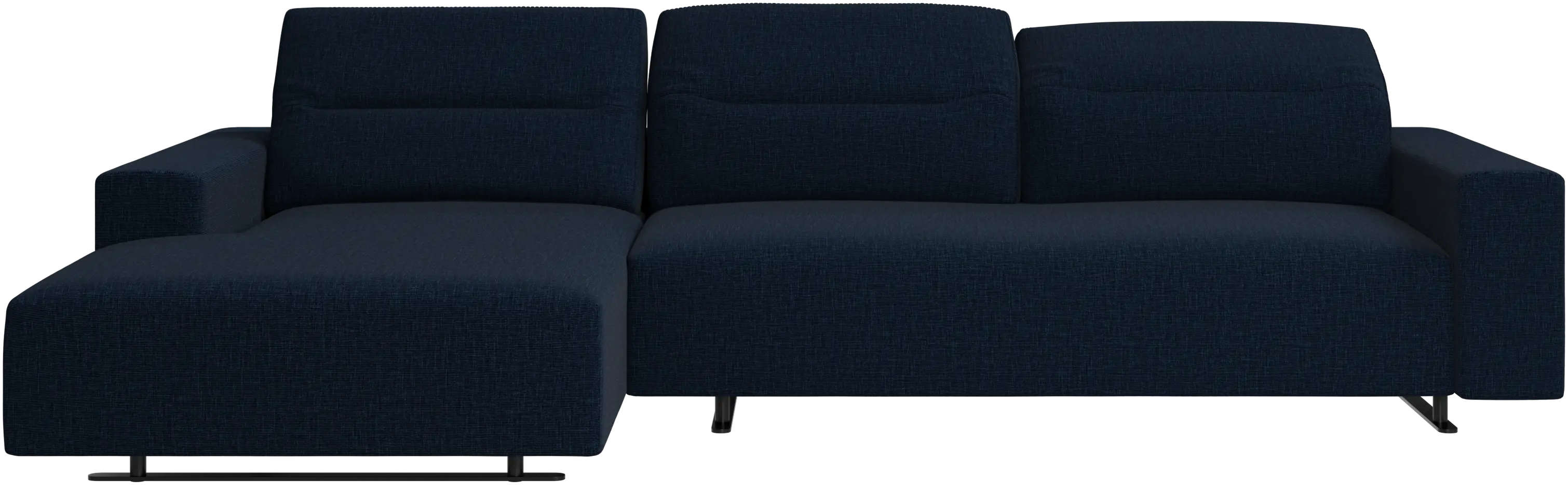 Hampton sofa with adjustable back and resting unit left side, storage right side