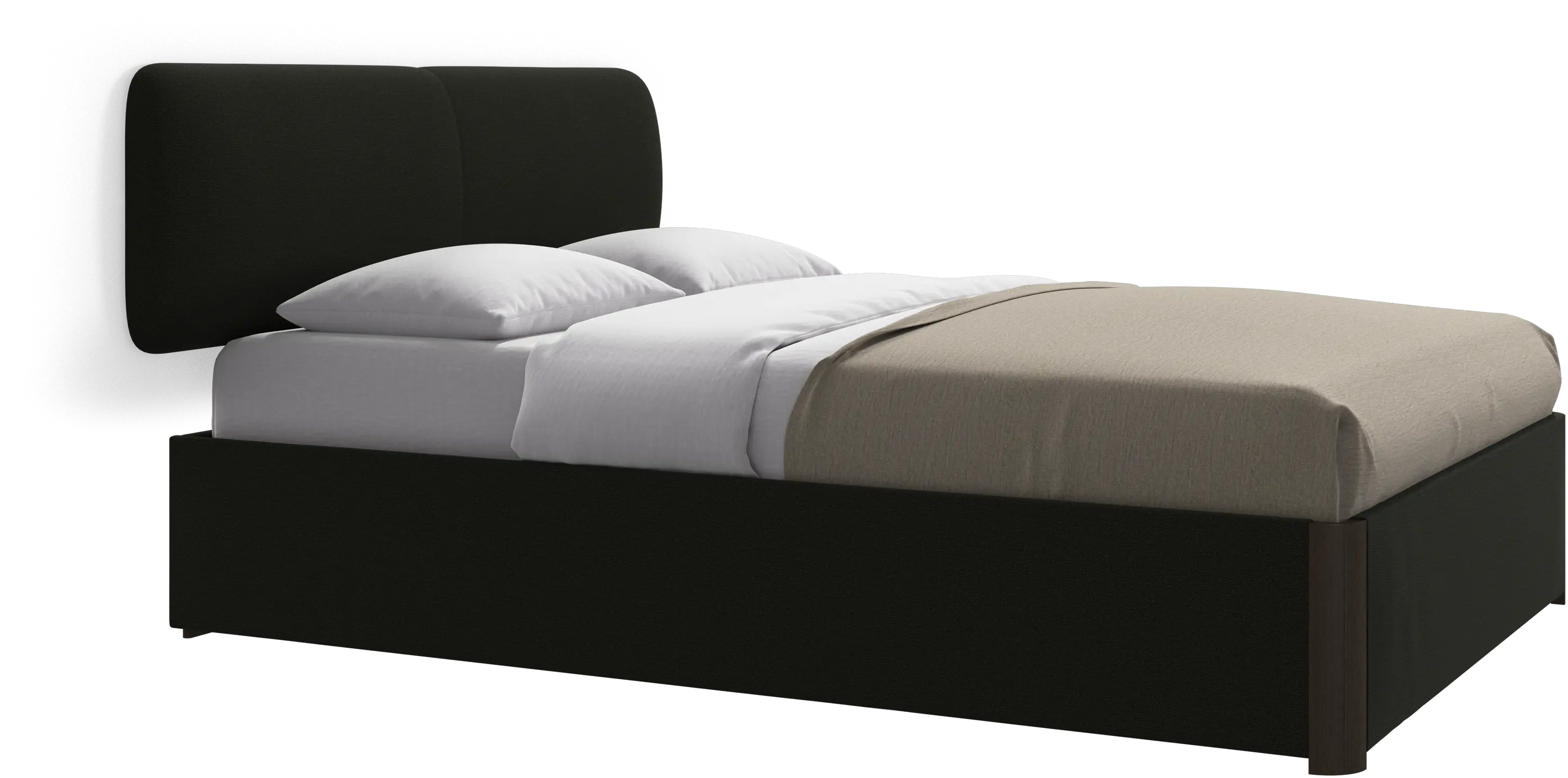 Element bed, wall-mounted headboard, with slats and storage solution, excl. mattress