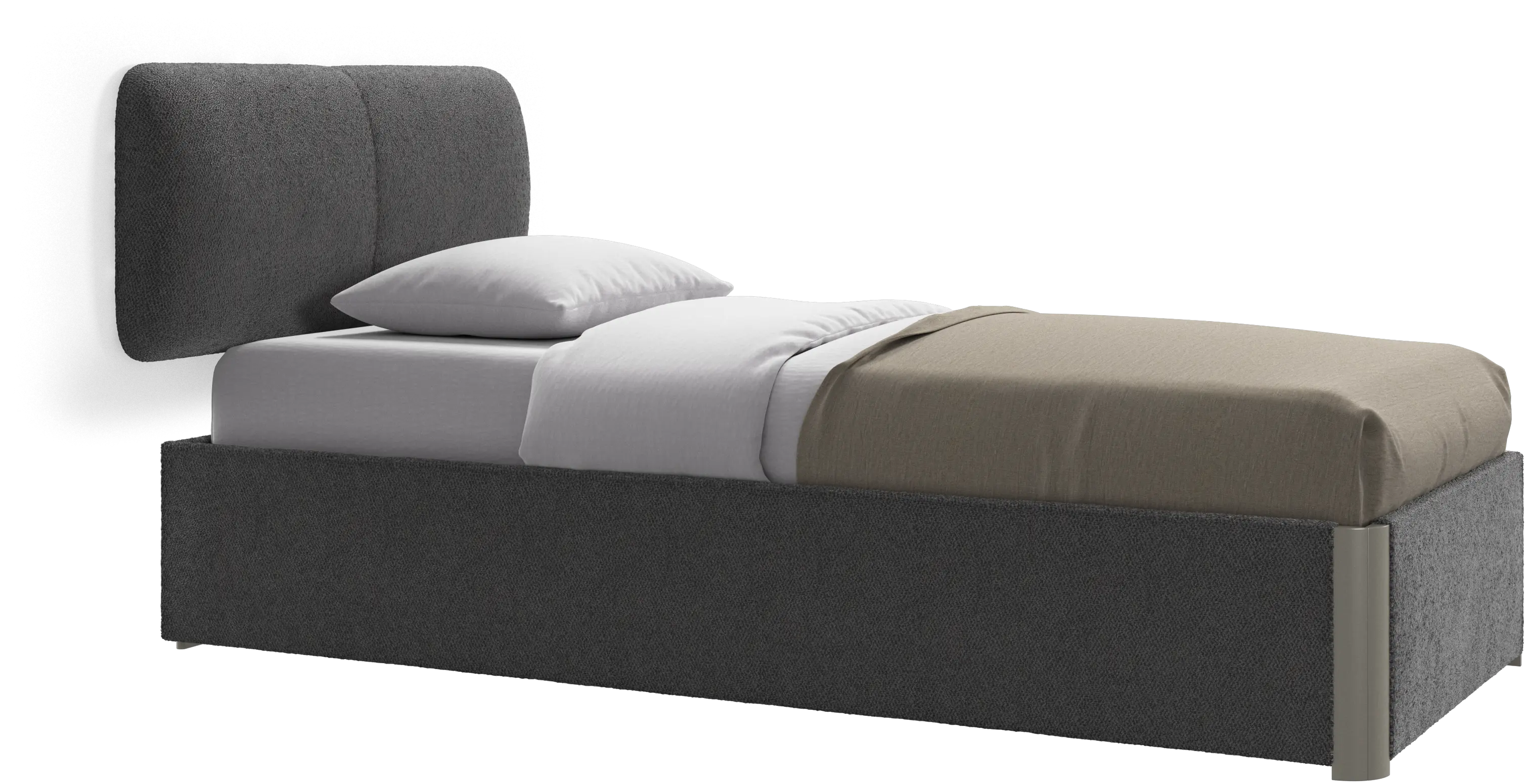 Element bed, wall-mounted headboard, with slats and storage solution, excl. mattress