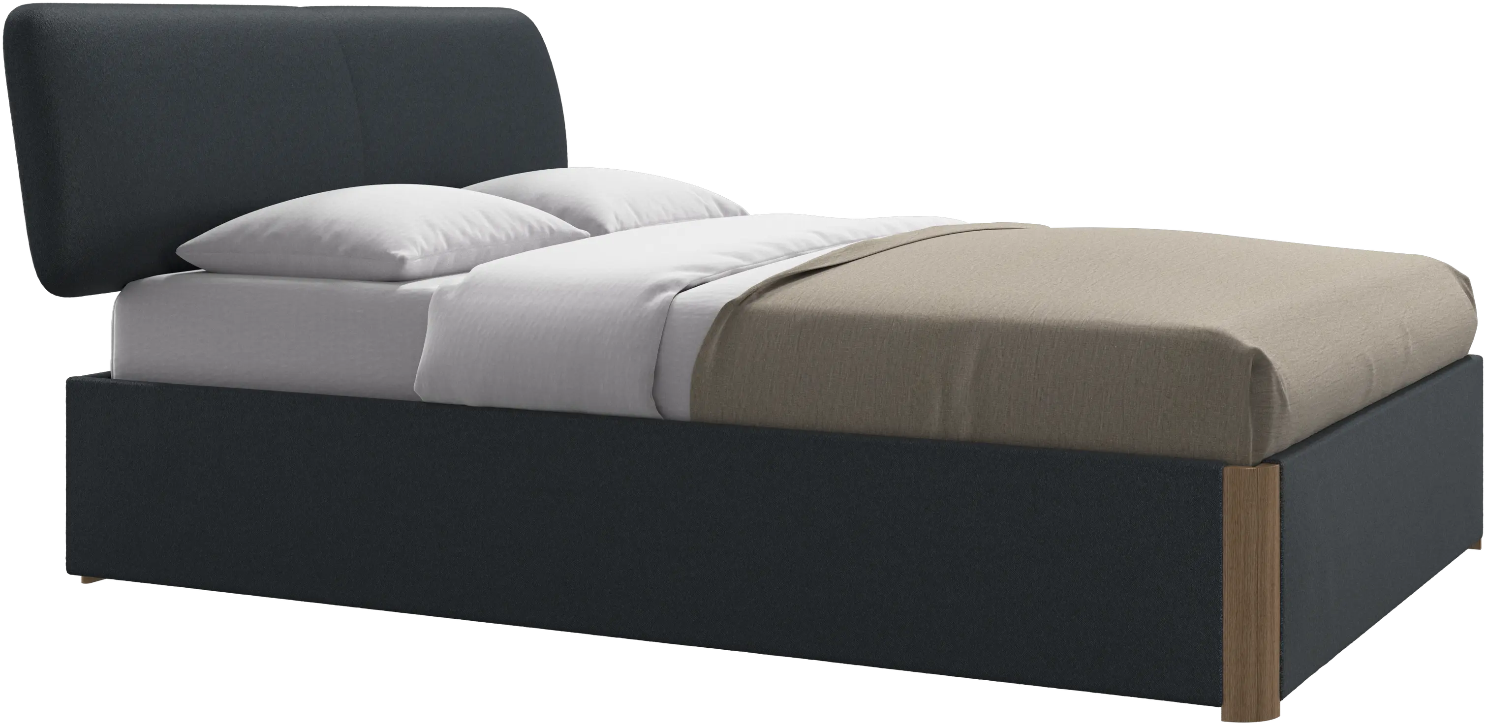 Element bed, bed-mounted headboard, with slats and storage solution, excl. mattress