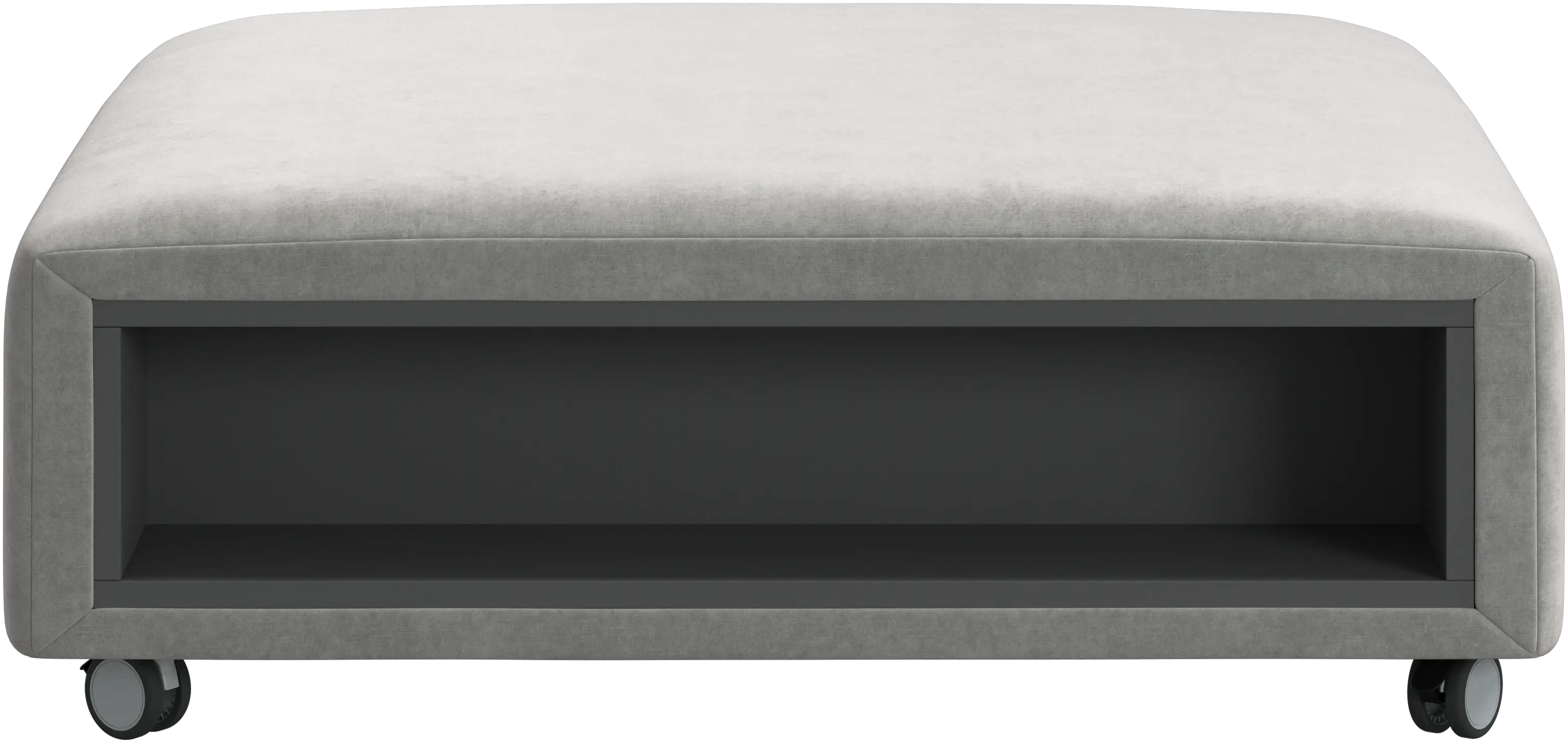 Hampton pouf on wheels with storage left and right sides