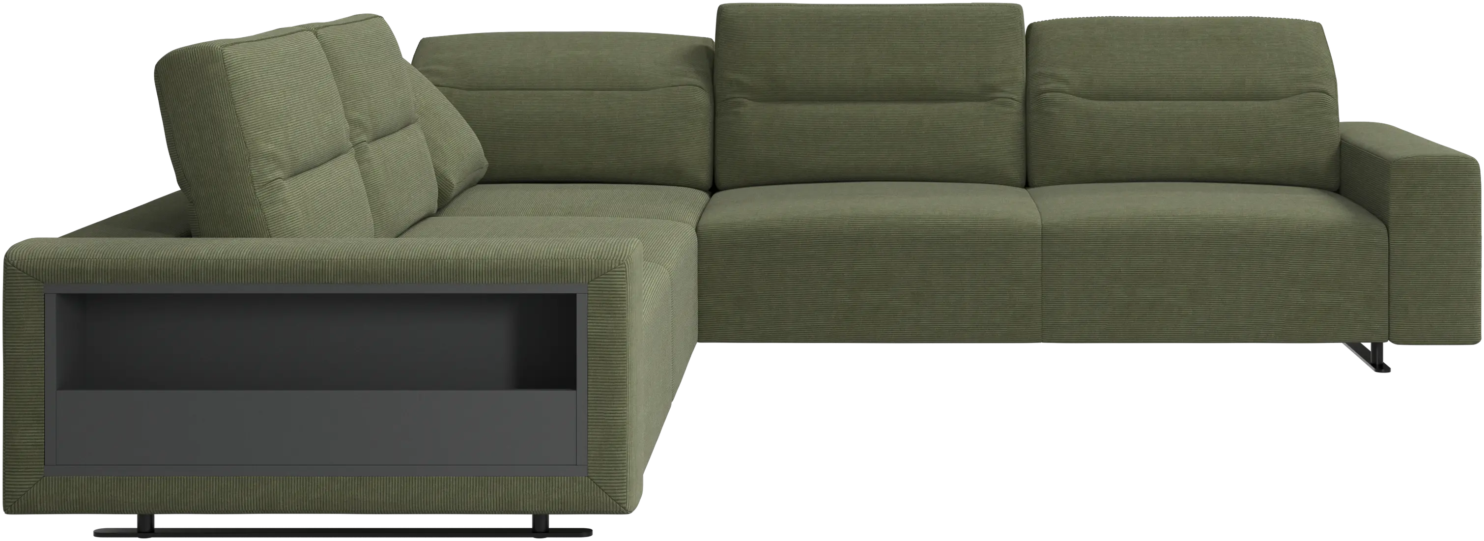 Hampton corner sofa with adjustable back and storage on left side