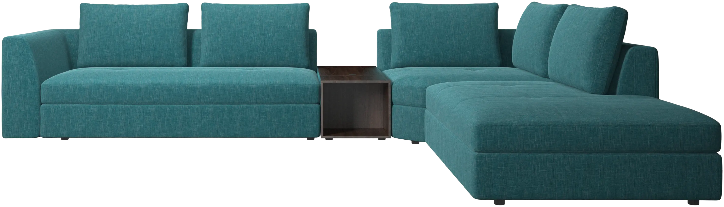 Bergamo corner sofa with lounging unit and footstool w/storage