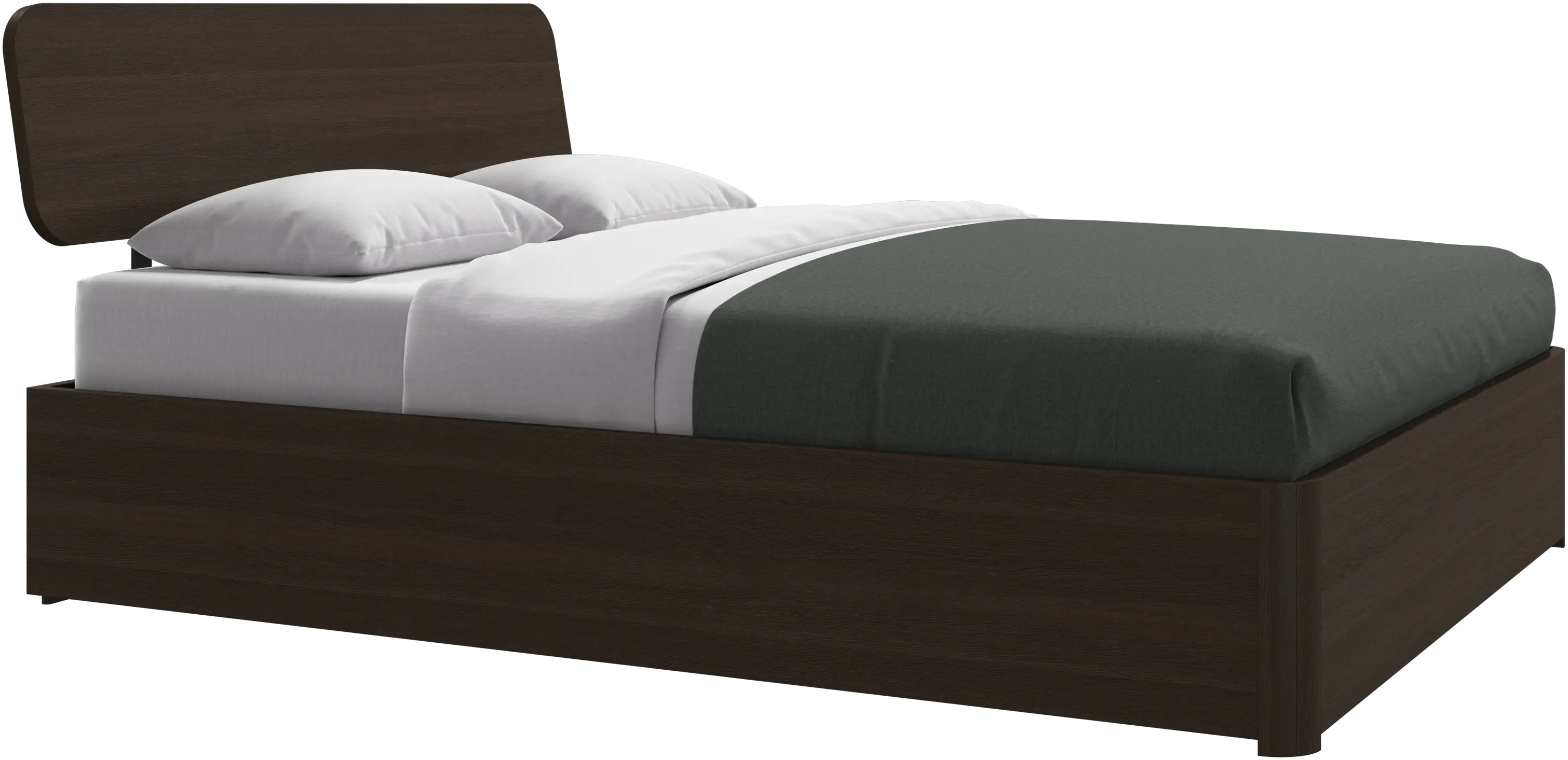 Element bed, bed-mounted headboard, with slats and storage solution, excl. mattress