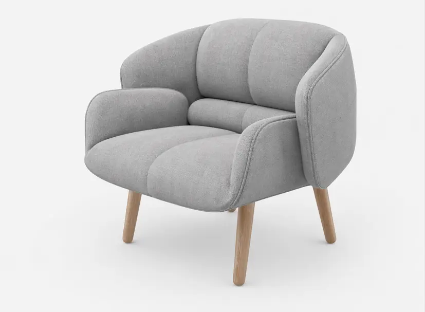 Armchairs Fusion Chair, light grey bristol fabric [3060], oak leg 4060058L0423060, H74x W97xD 78
