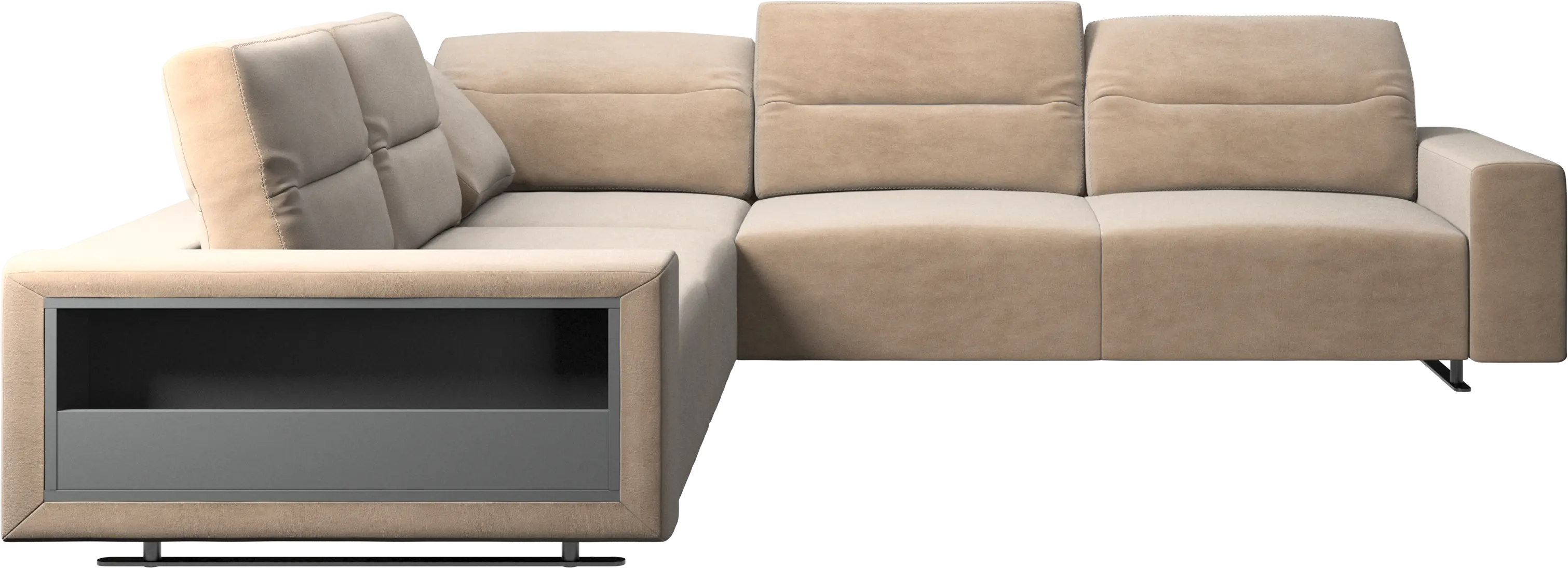 Hampton corner sofa with adjustable back and storage on left side