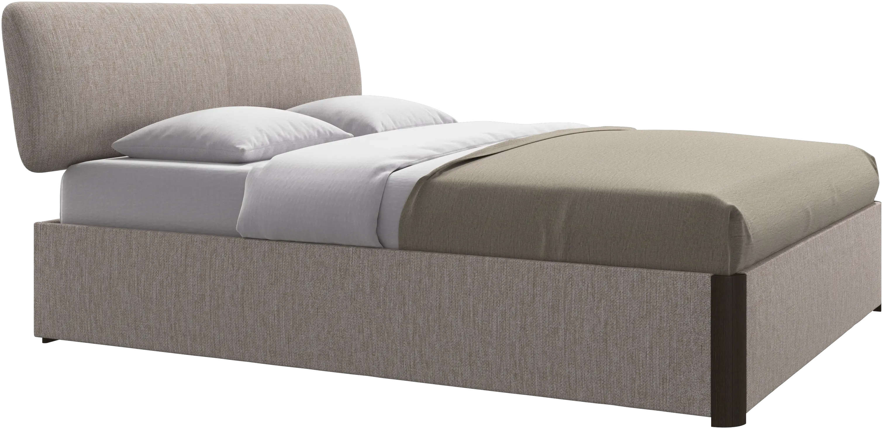 Element lit, tête de lit fixée au lit, avec lattes et solution de stockage, excl. matelas