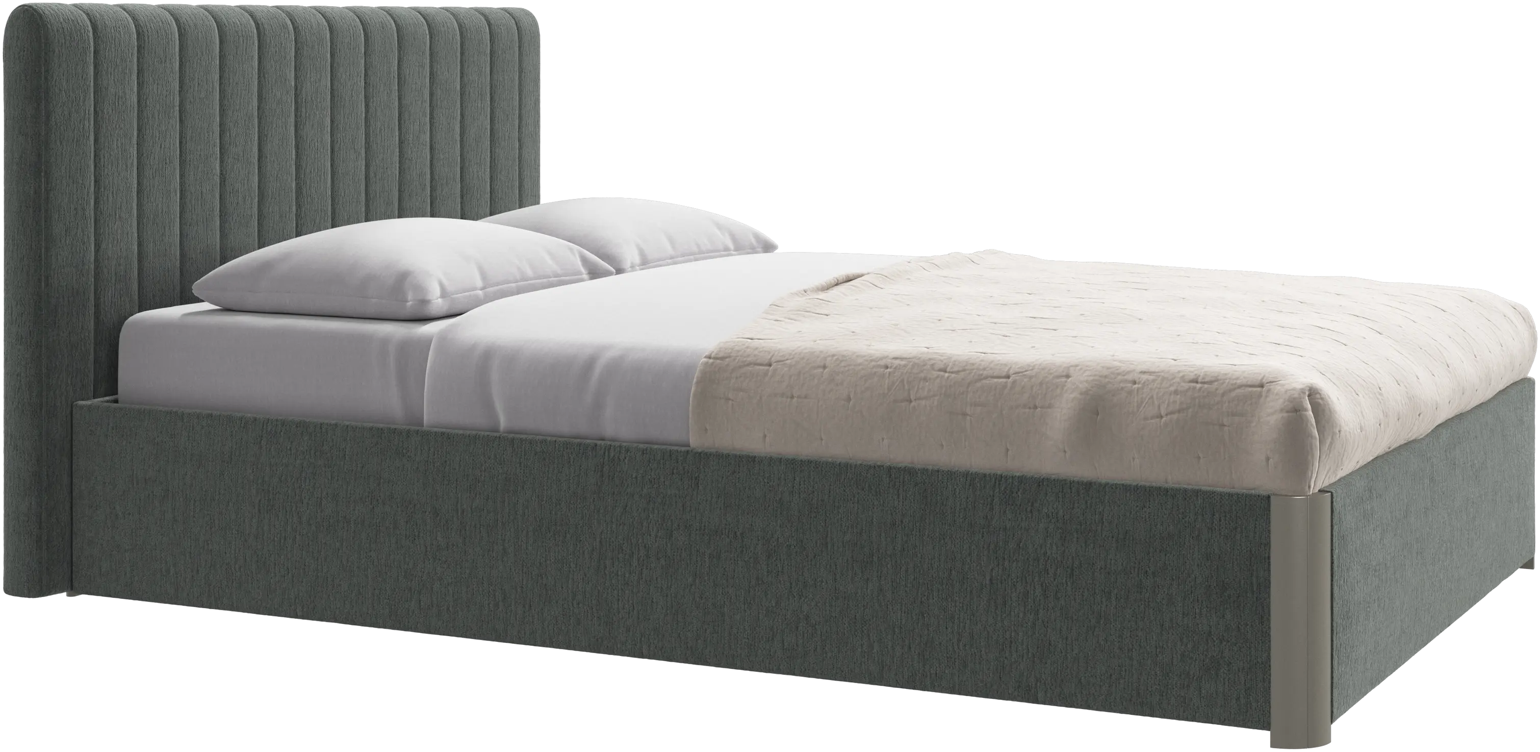Element bed, bed-mounted headboard, with slats and storage solution, excl. mattress
