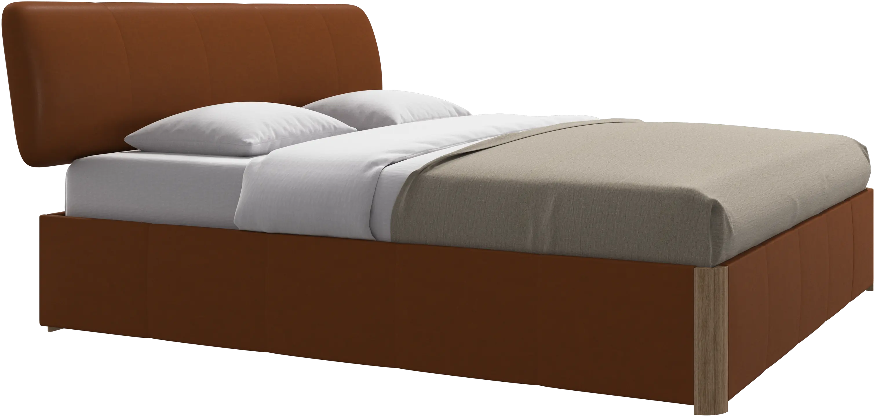 Element lit, tête de lit fixée au lit, avec lattes et solution de stockage, excl. matelas
