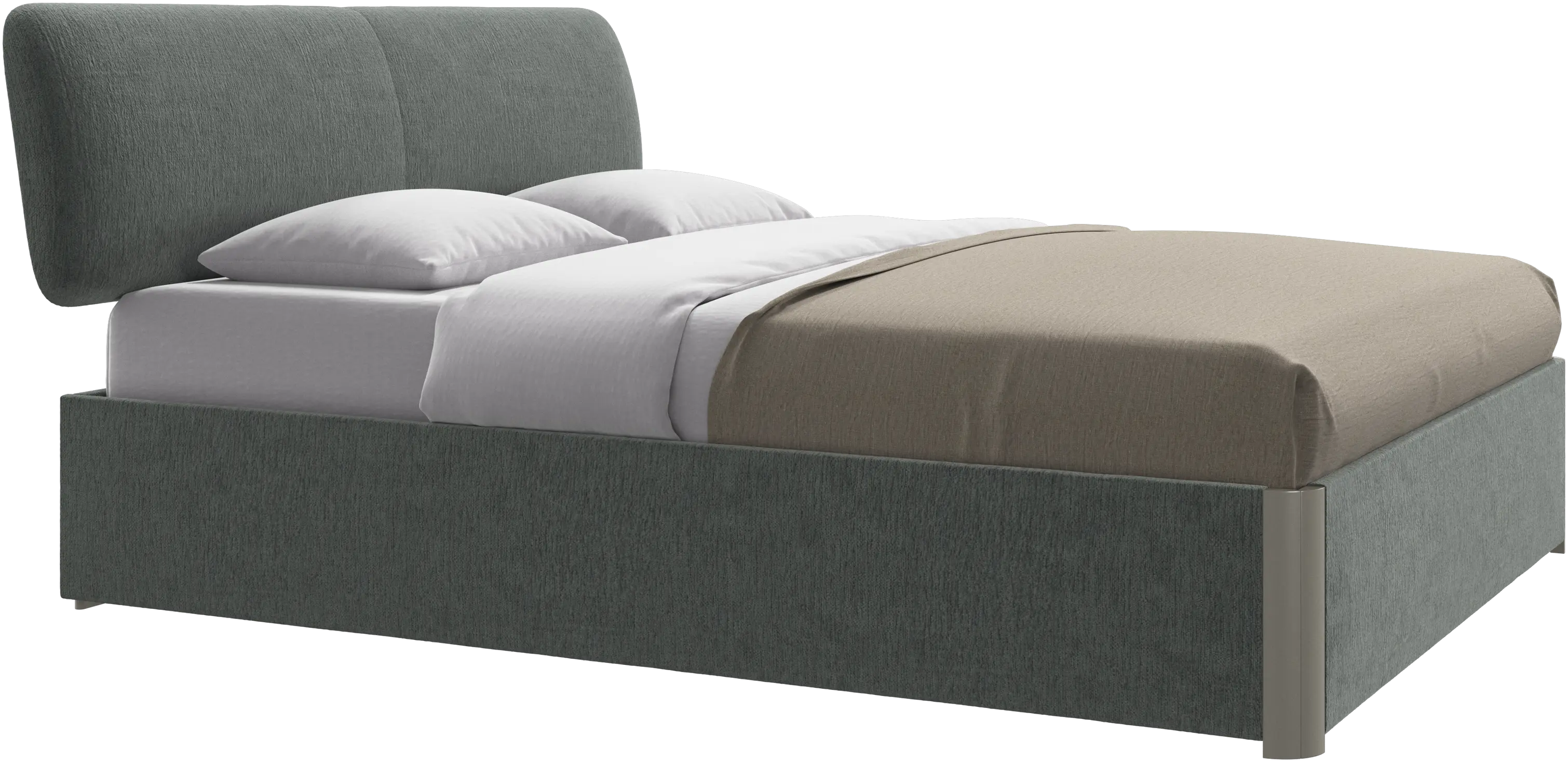 Element cama, cabecero montado en la cama, con láminas y solución de almacenamiento, excl. colchón