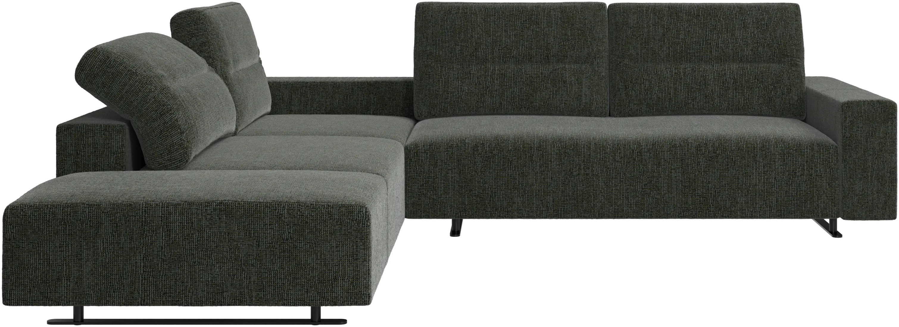 Hampton corner sofa with adjustable back and storage on right side