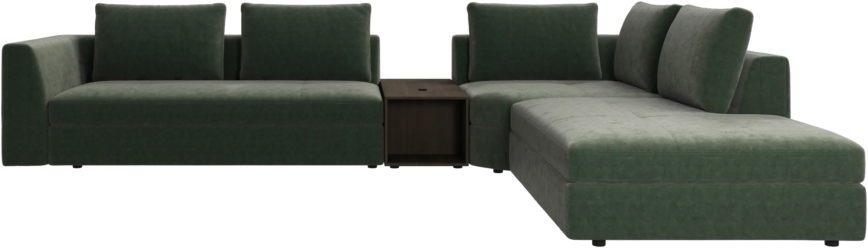 Bergamo corner sofa with lounging unit and footstool w/storage