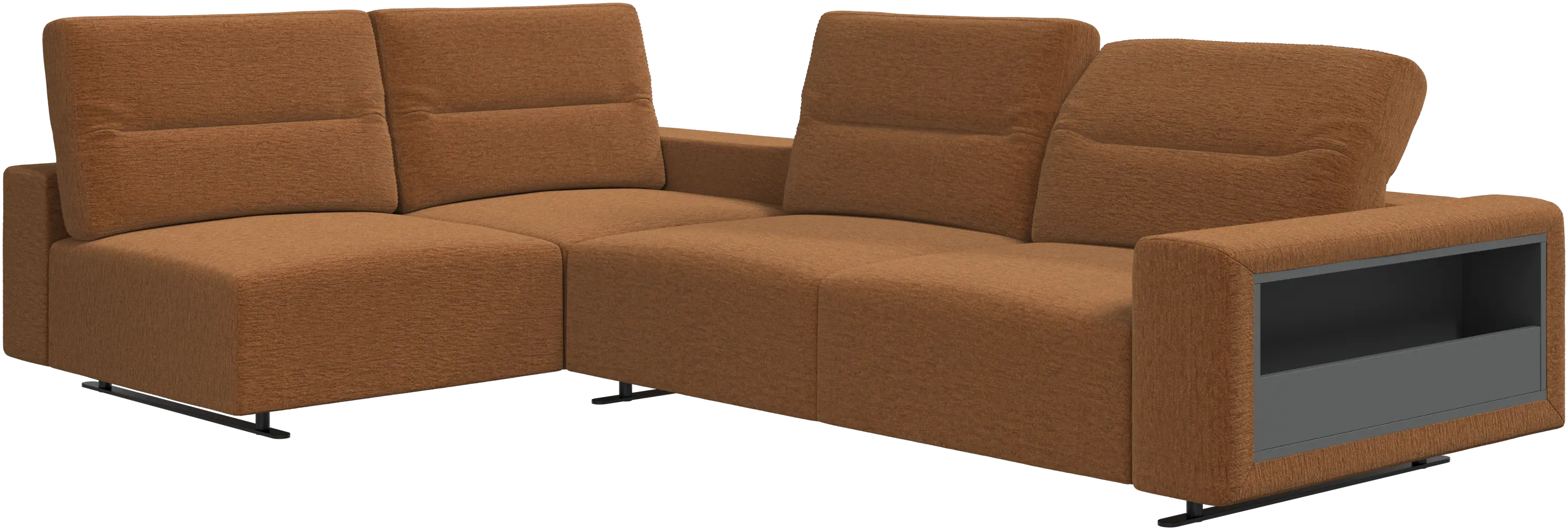 Hampton corner sofa with adjustable back and storage on right side