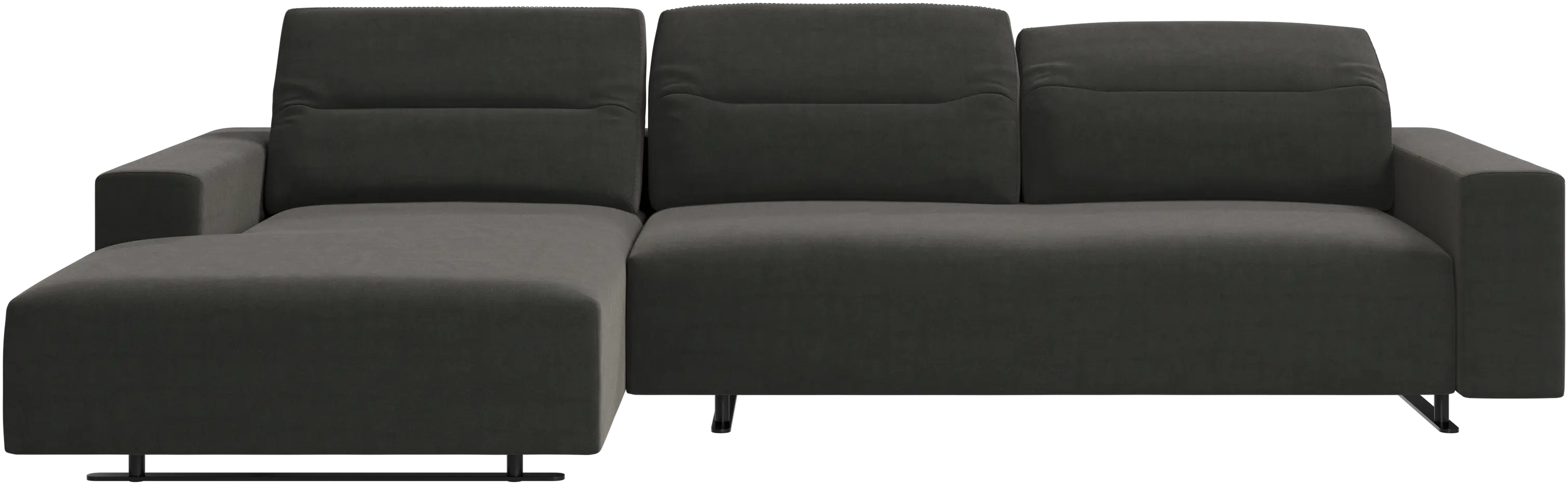 Hampton sofa with adjustable back and resting unit left side, storage right side