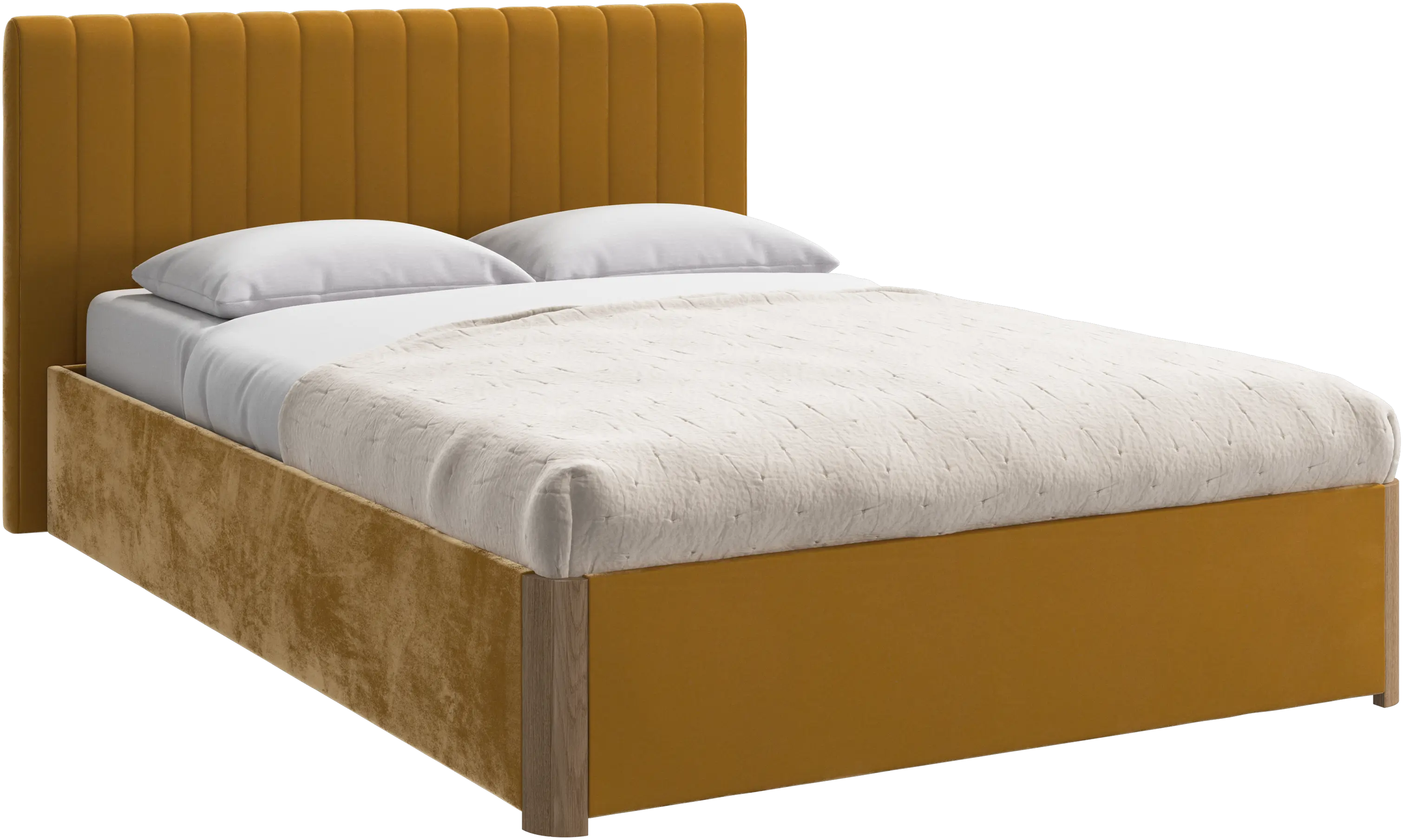 Element bed, bed-mounted headboard, with slats and storage solution, excl. mattress