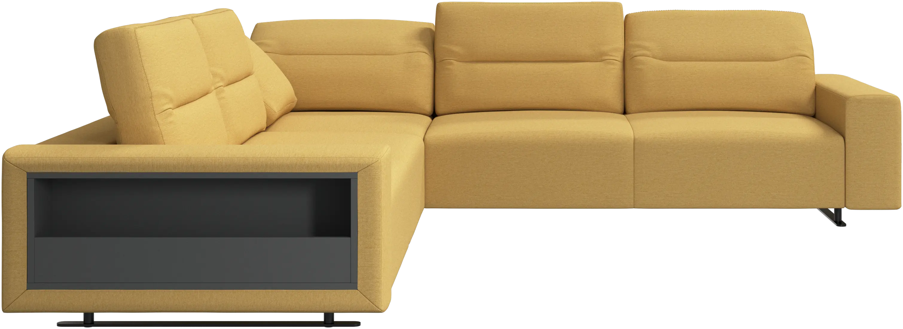 Hampton corner sofa with adjustable back and storage on left side