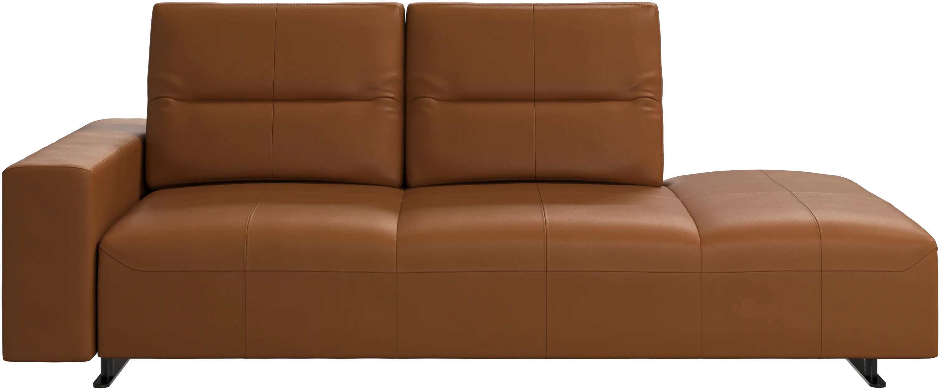 Hampton sofa with adjustable back and lounging unit right side, storage and armrest left side
