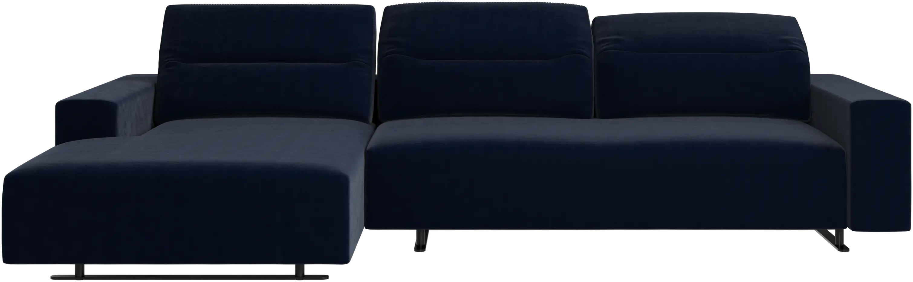 Hampton sofa with adjustable back and resting unit left side, storage right side