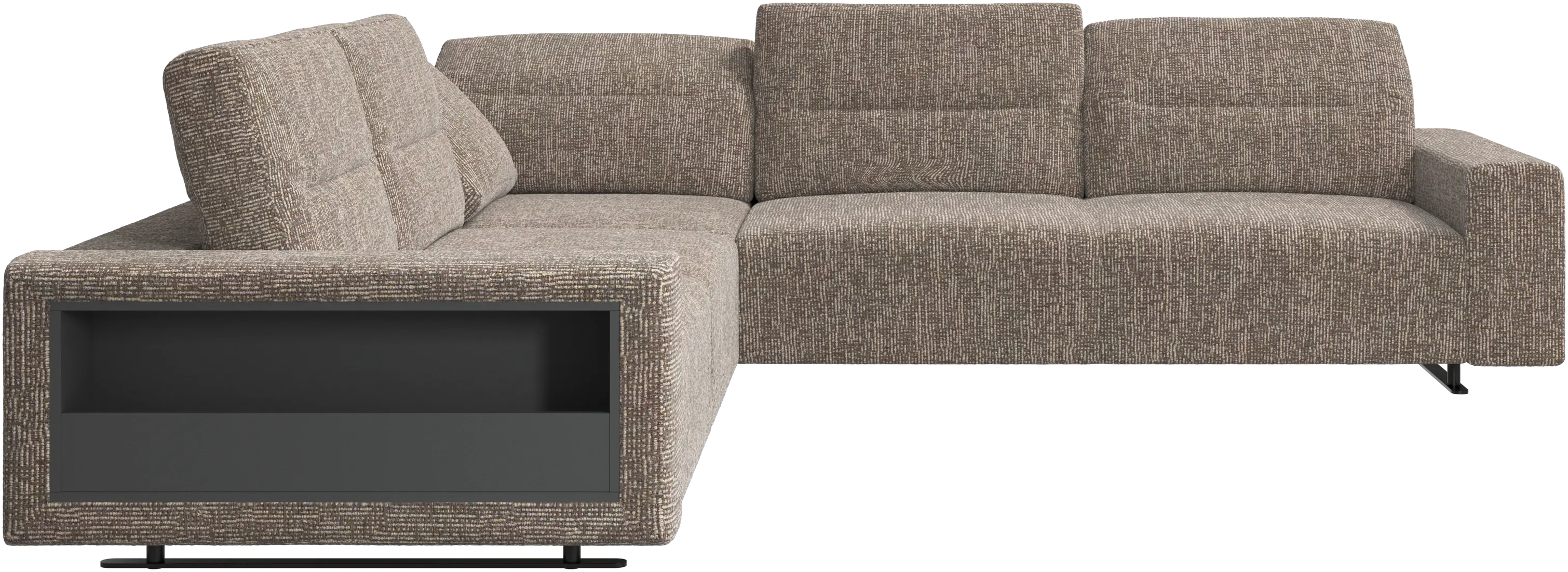 Hampton corner sofa with adjustable back and storage on left side