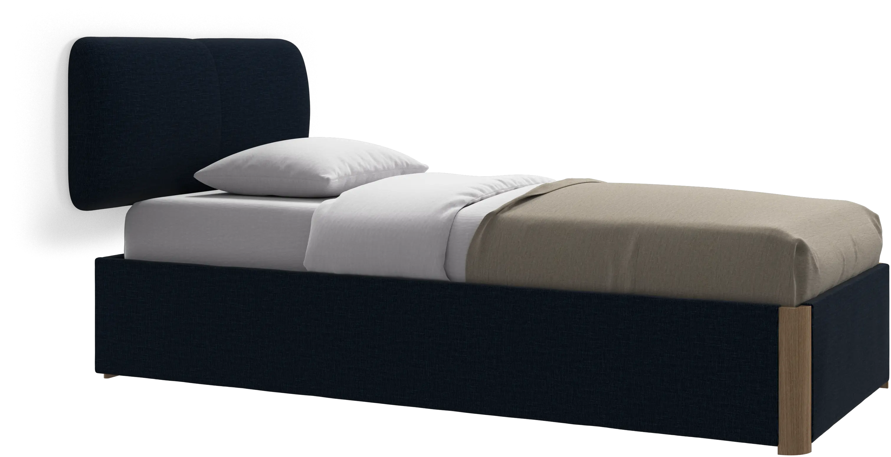 Element cama, cabecero montado en la pared, con láminas y solución de almacenamiento, excl. colchón