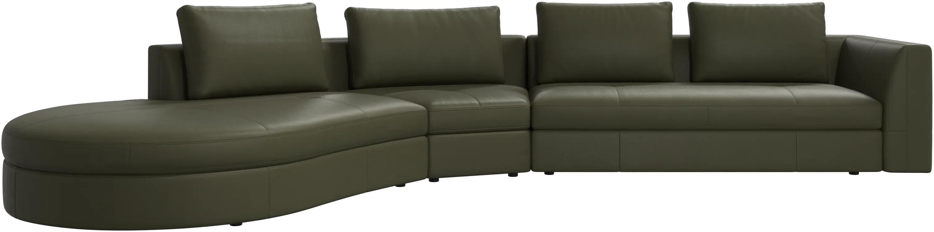 Bergamo sofa with round lounging unit, left