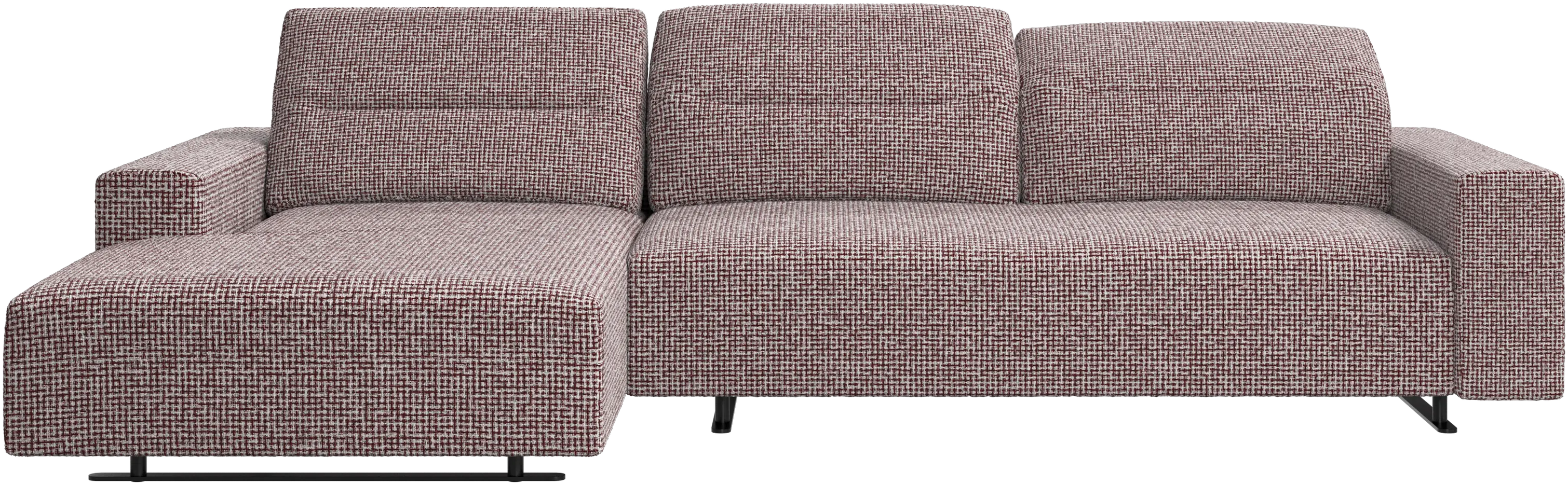 Hampton sofa with adjustable back and resting unit left side, storage right side