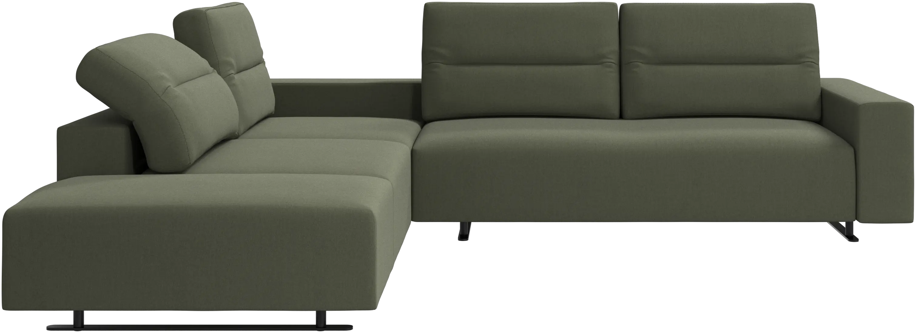 Hampton corner sofa with adjustable back and storage on right side