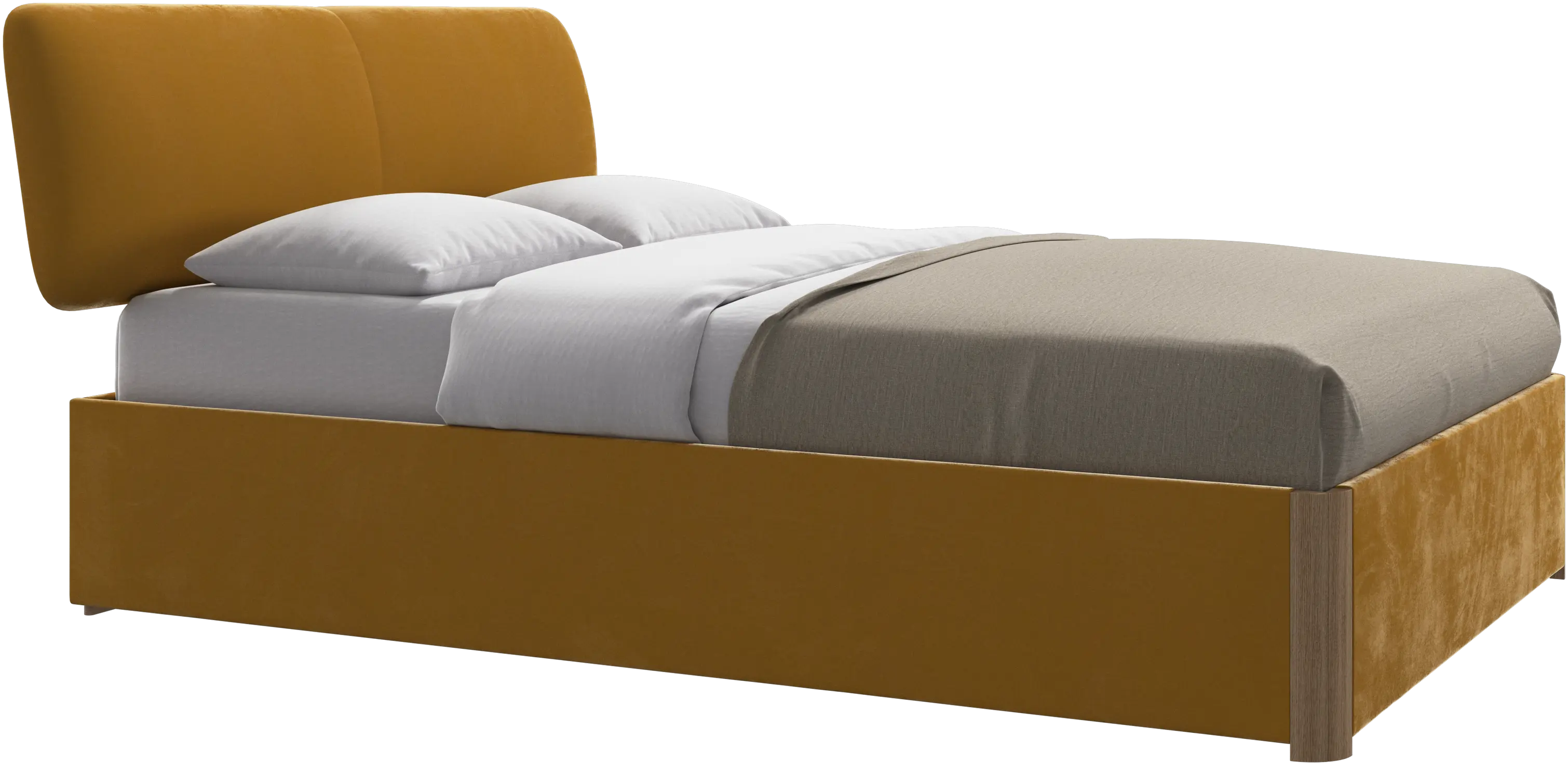 Element bed, bed-mounted headboard, with slats and storage solution, excl. mattress